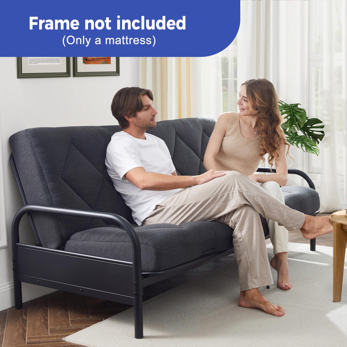 Jamdok 6" Full Size Pillow Top Futon Mattress Replacement(Frame Not Included), Gel Memory Foam, Removable Cover(71X52X6)