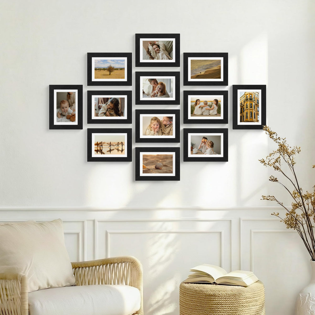 Vittanly 5x7 Picture Frame Set of 12 for Wall or Tabletop Display, Black