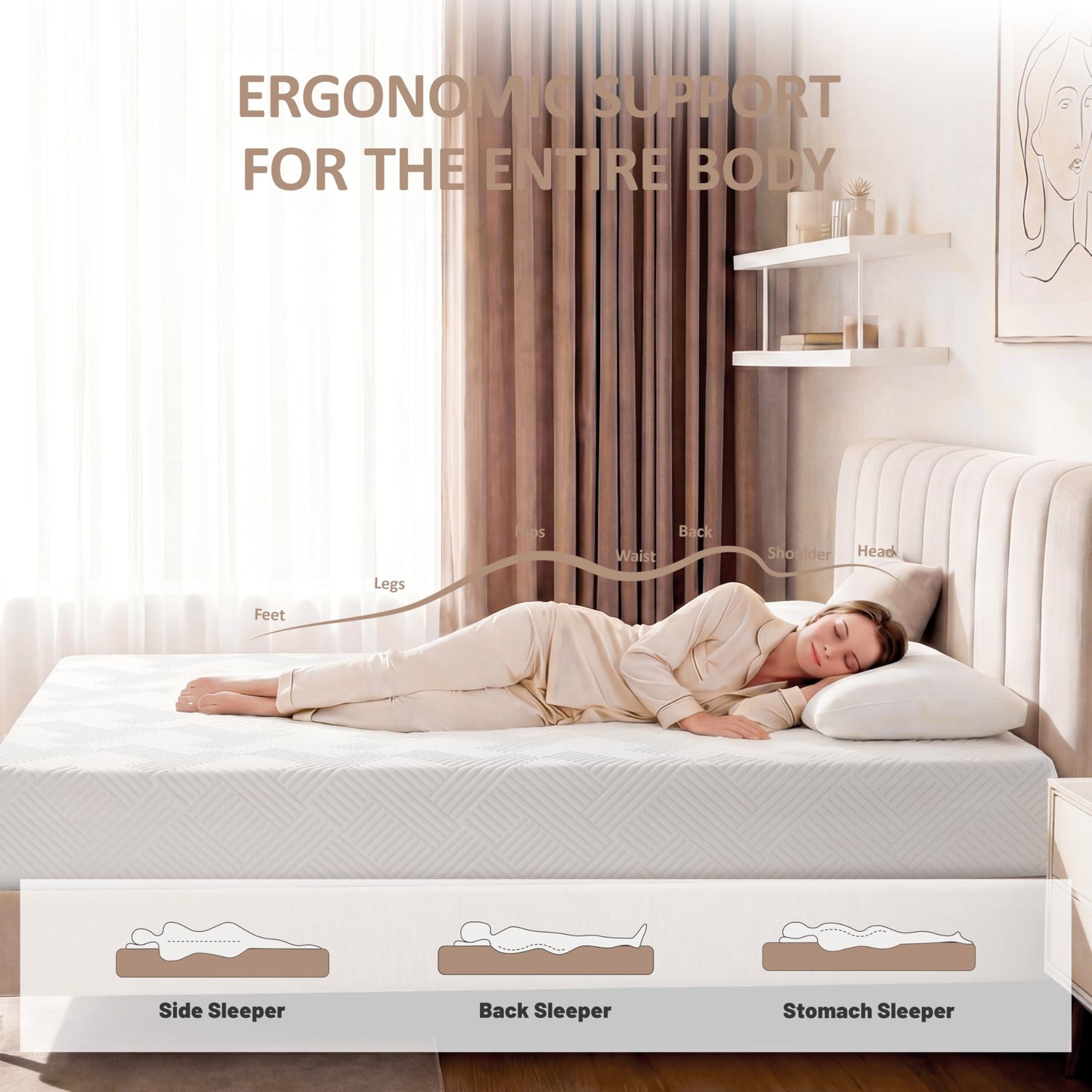Sunny Heart 10 Inch Short King RV Memory Foam Mattress, Medium Firm Bed Mattress with Breathable and Removable Cover, Pressure & Pain Relief | in a Box | Fiberglass Free | CertiPUR-US Certified