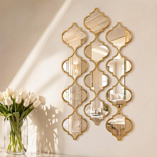 12Pcs Acrylic Mirrors for Wall Decor - Moroccan Wall Stickers Yellow