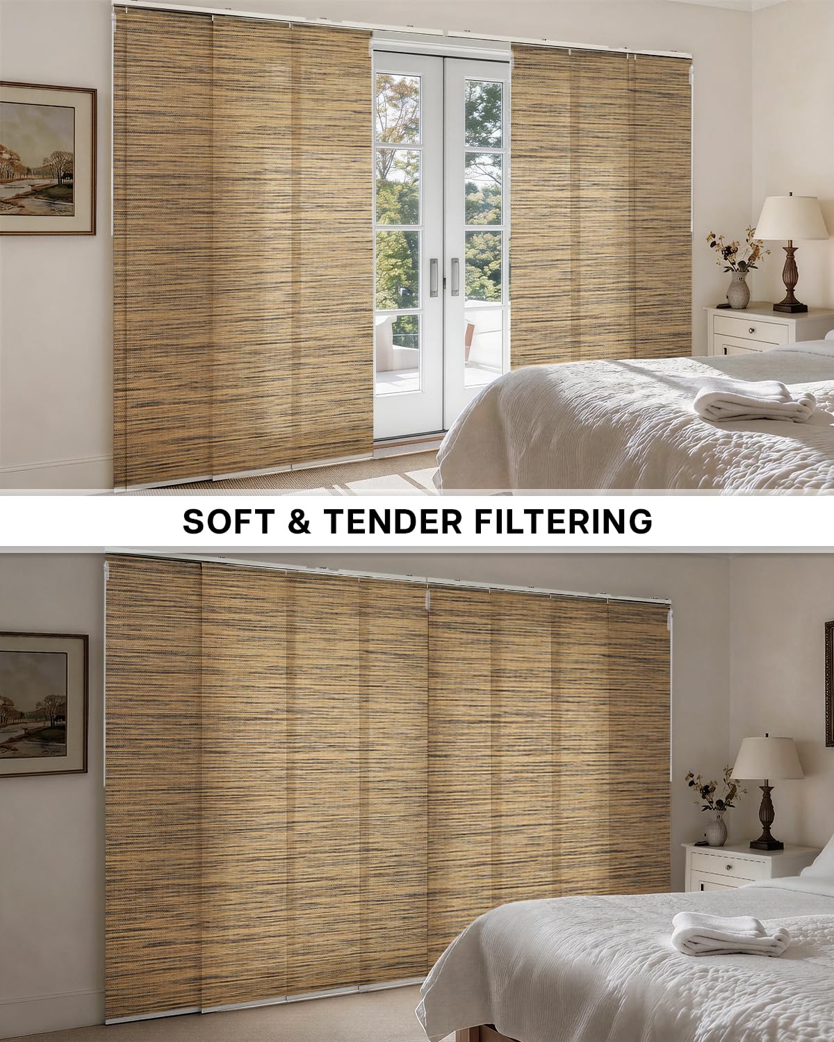 Lazblinds Woven Texture Paper Vertical Blinds, SleekLoom Khaki