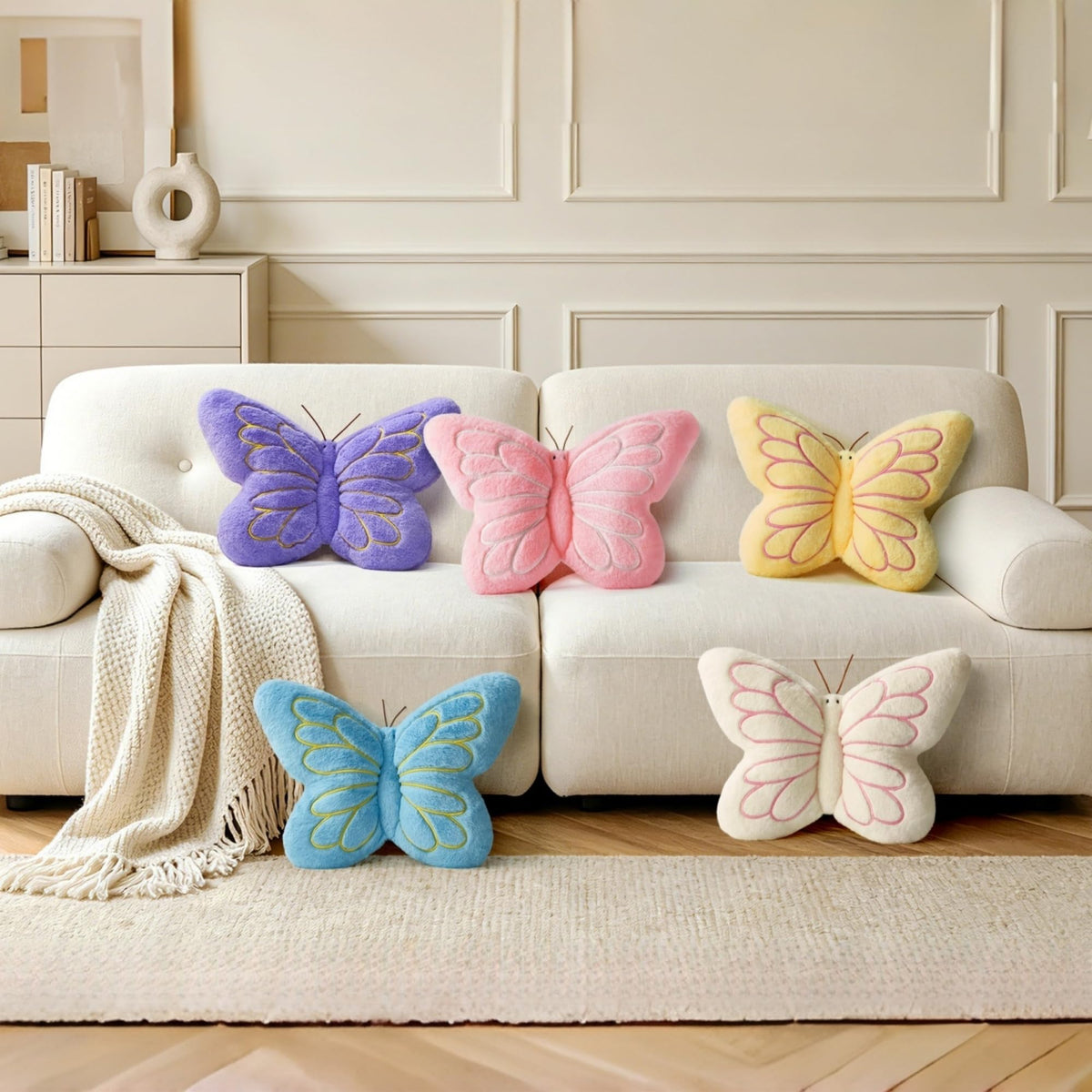 Pink Butterfly Shaped Pillow 16.9" Plush Cute Decorative Throw Pillows