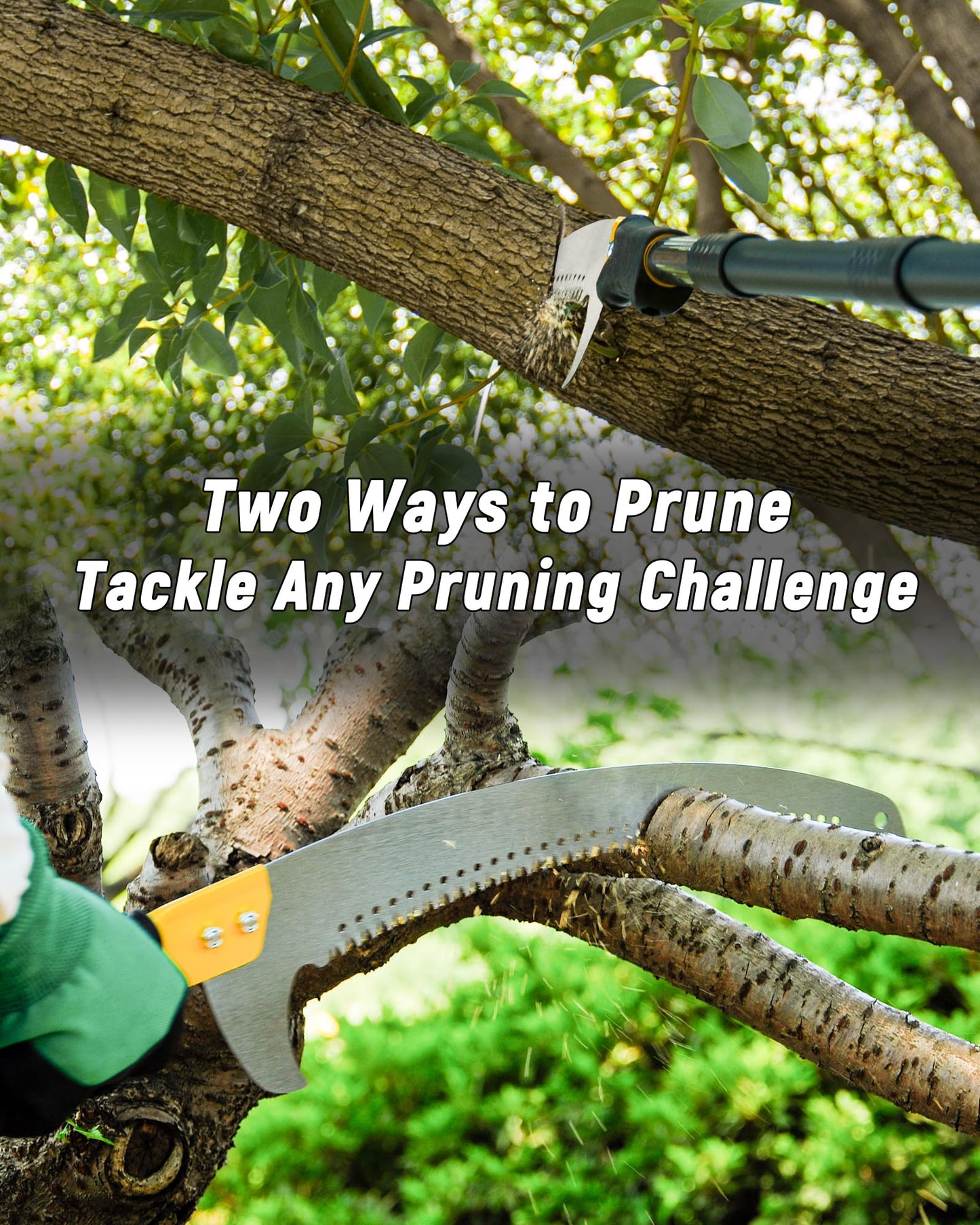 BlumeTrec 14.5FT Pole Saw with Adjustable Length for Tree Trimming, Lightweight Manual Pruning Saw with Mn Steel Blade, Long Extension Branch Cutter Pole Pruner for Yard, Garden, Patio & Forestry Use
