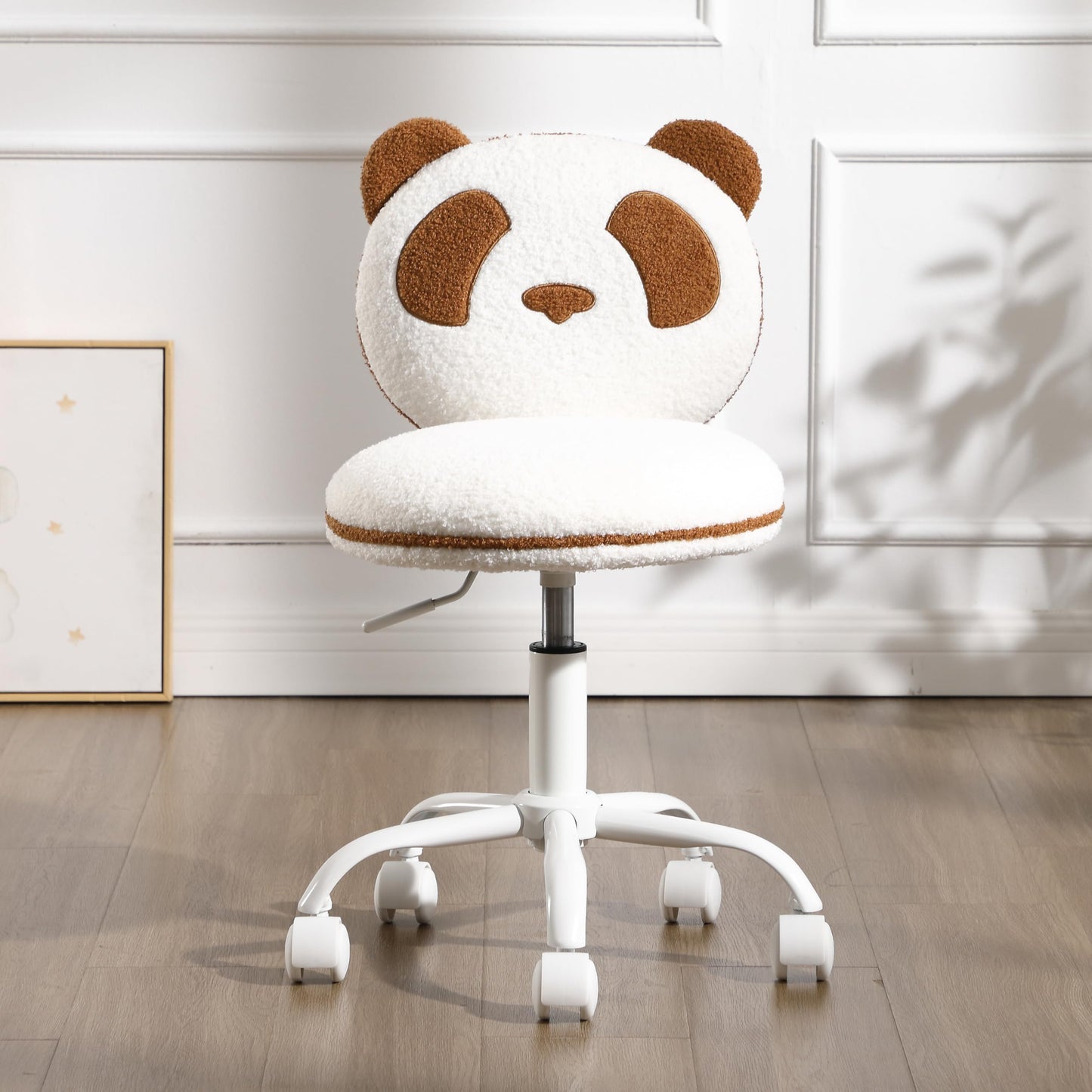 DAYAOUTDOOR Kids Desk Chairs Panda, Desk Chair Comfy for 8-12, Kids Computer Chairs with Wheels, Kid Furniture for Bedroom, Cute Fluffy Office Chairs, Adjustable Ergonomic Study Chair, Brown