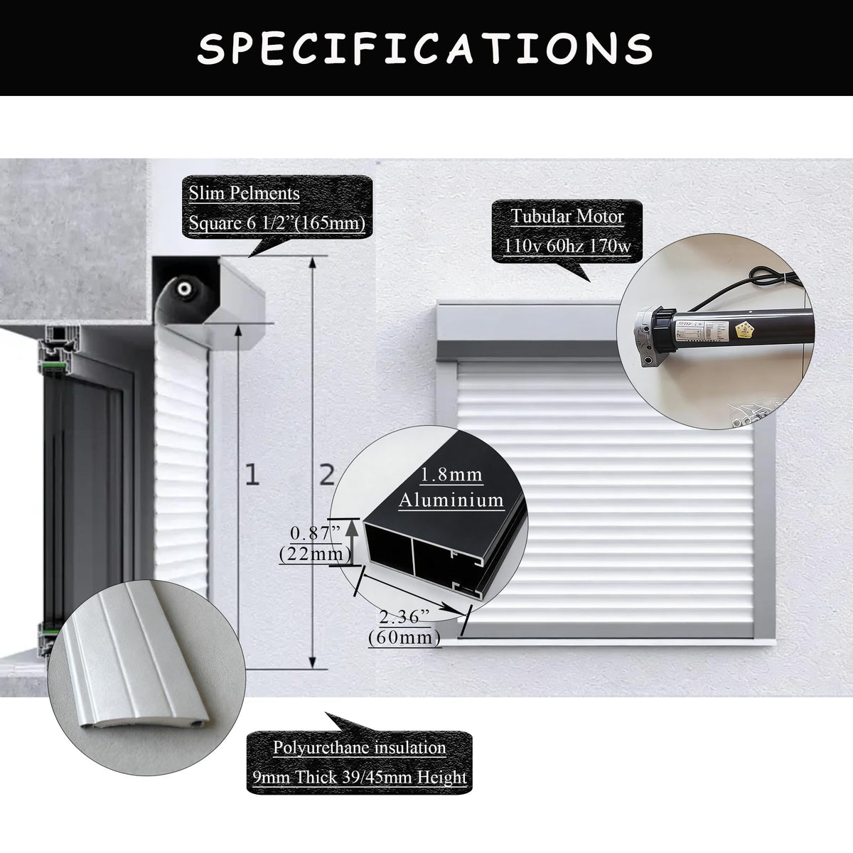 Storm Windows Shutters Retractable Screen for Garage Door Patio Exterior Motorized (Light Gray)