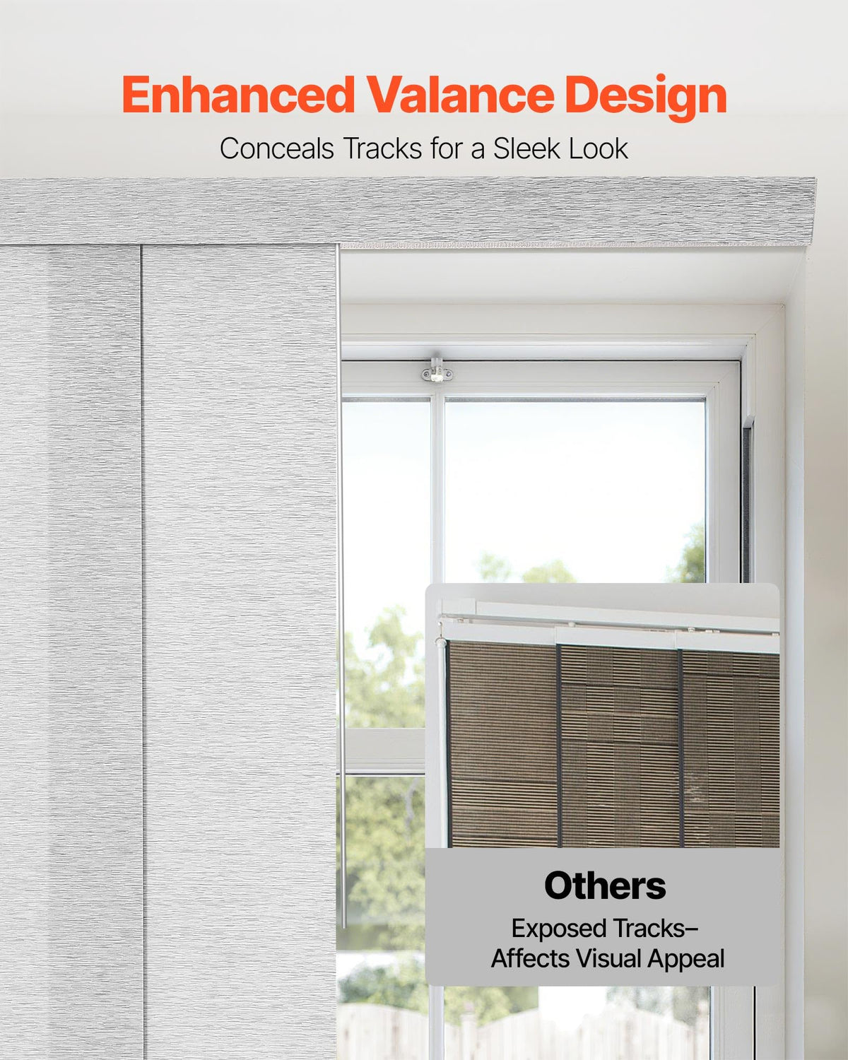 VEVOR Panel Track Blinds, Extendable Track from 45.8 in to 86 in W, Trimmable Panel Curtains Up to 96 in H, Adjustable Vertical Panel Blinds for Sliding Doors, Patio Doors, Room Divider, Window, Gray