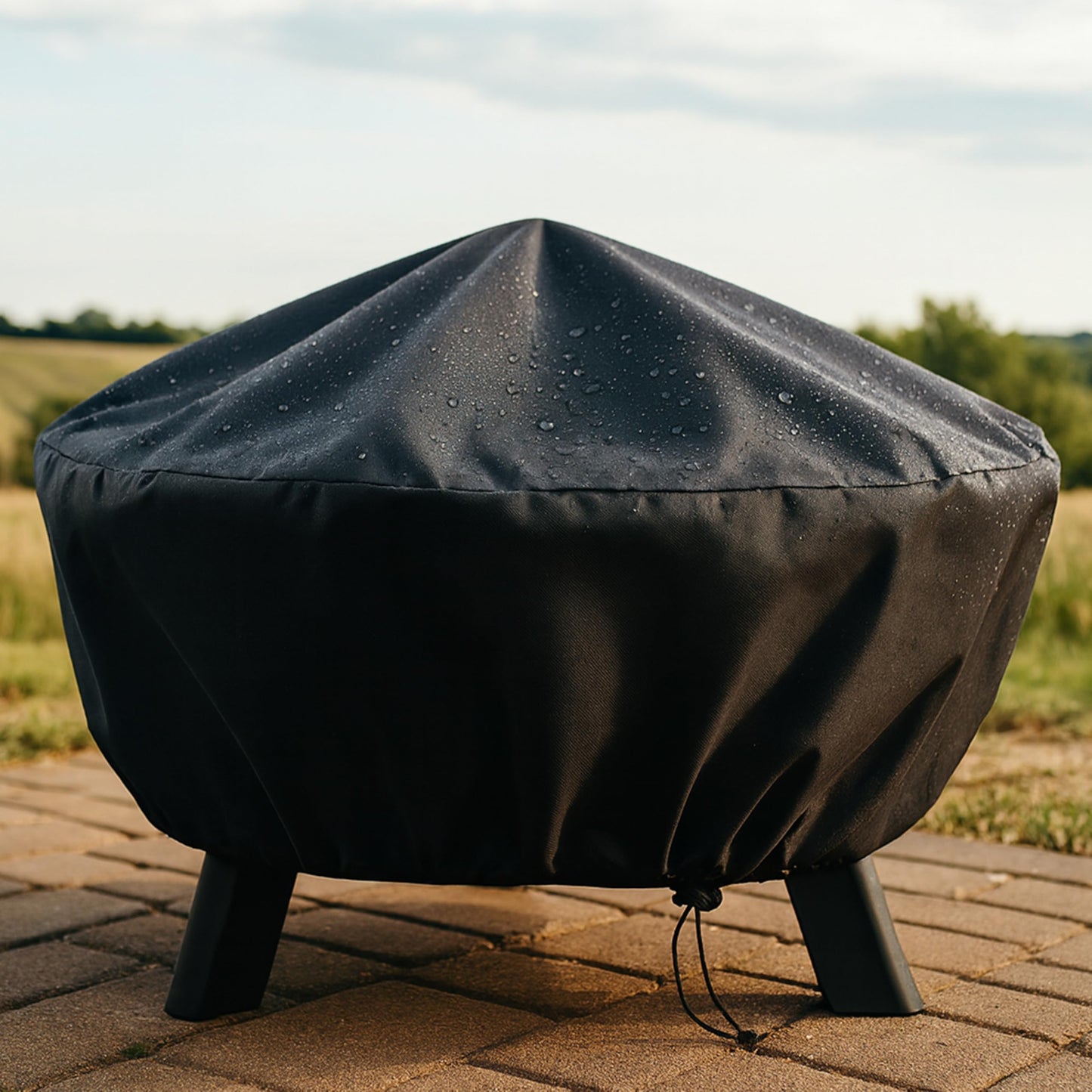 Sunnydaze 48-Inch Fire Pit Cover Round - Outdoor Fire Pit Cover - Weather-Resistant PVC with Drawstring Closure - Durable Protection for All Seasons - Black