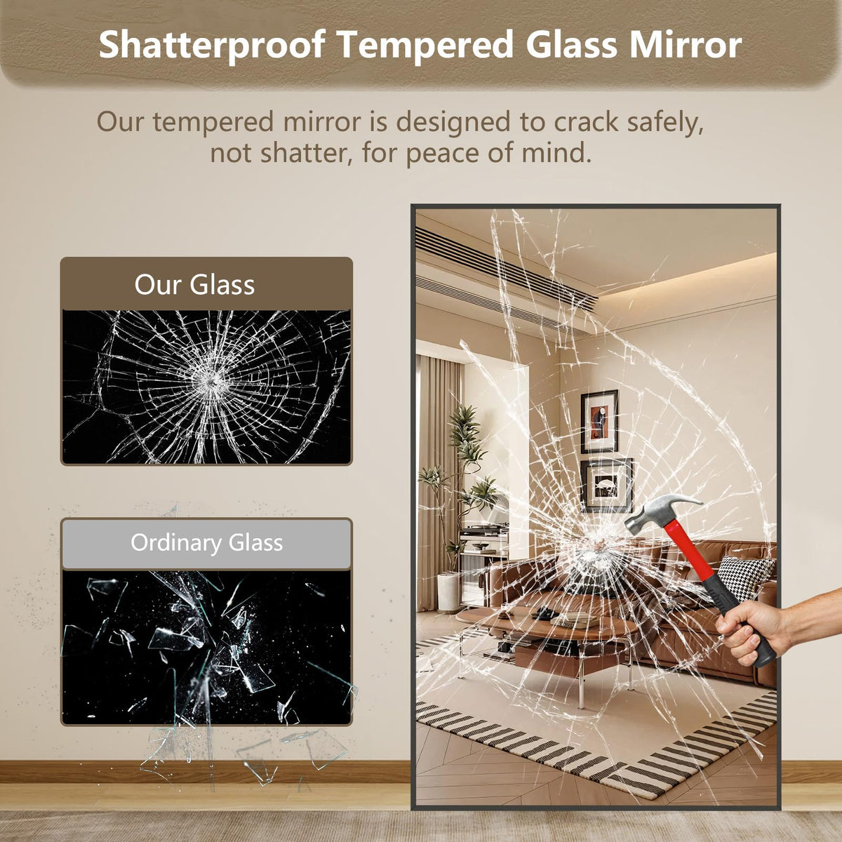 Mirrorons 72"x44" Black Full Length Mirror, Large Floor Mirror with Stand