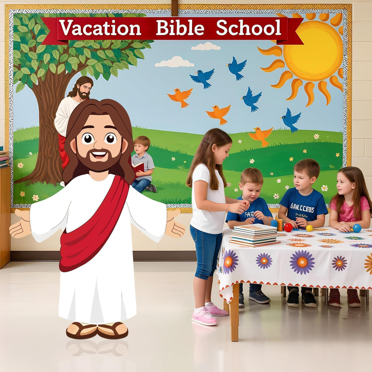 APUDWN 4 Ft Christ Jesus Cutout Stand Up Christmas Party Decor