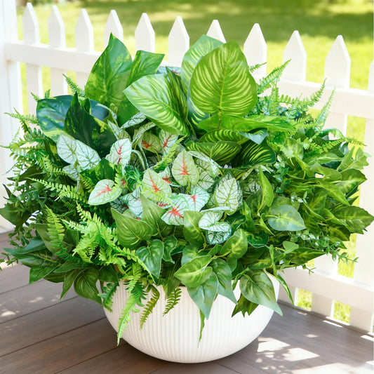 Faylifeway 12 Bundles Artificial Plants Outdoor, UV Resistant Greenery
