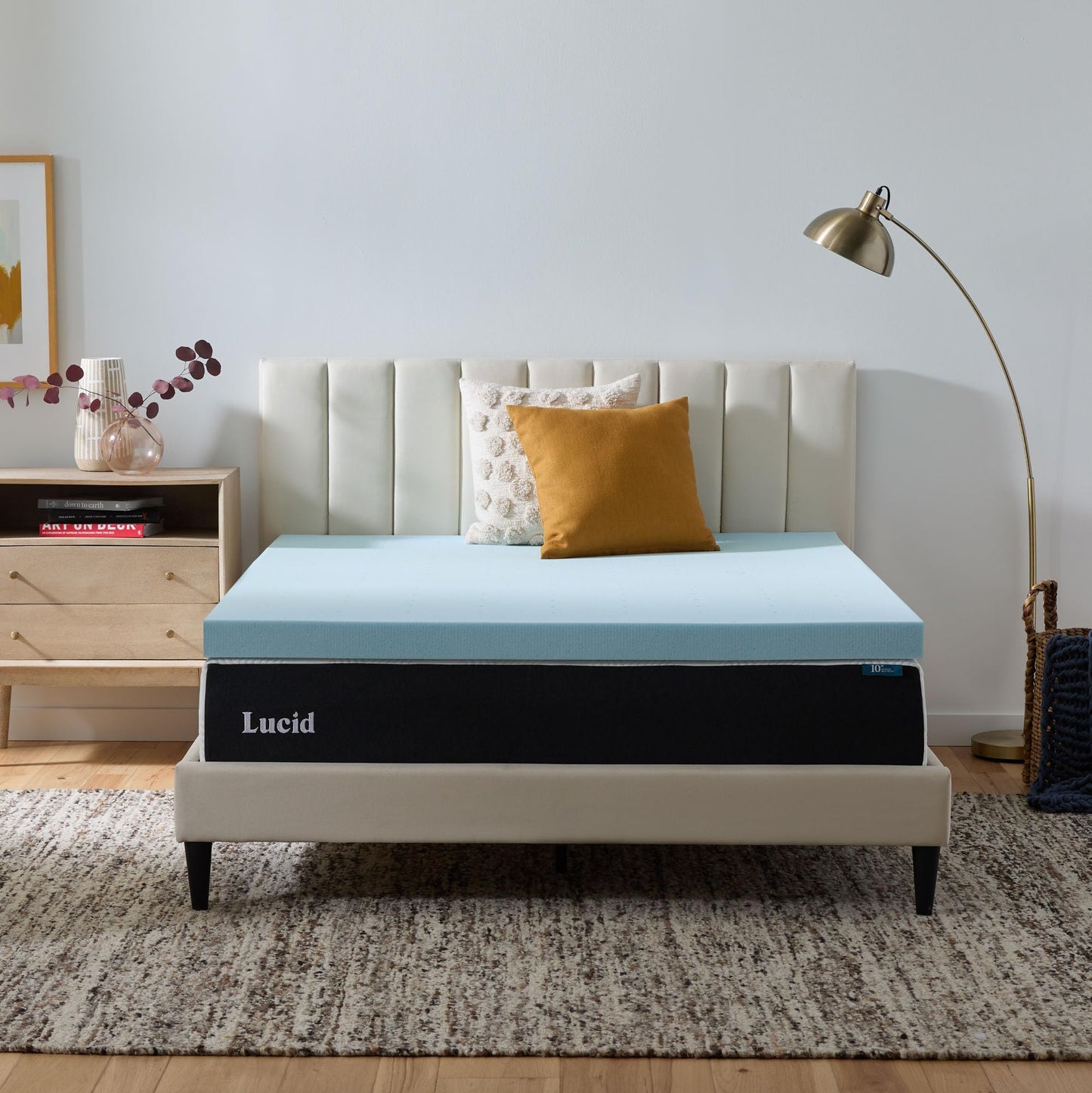 Lucid 3 Inch Memory Foam Mattress Topper, King Size – Cooling Gel Bed Topper – Preassure-Relieving Deep Plush Feel – Ventilated Breathable Design – CertiPur Certified - Dorm Room Essentials