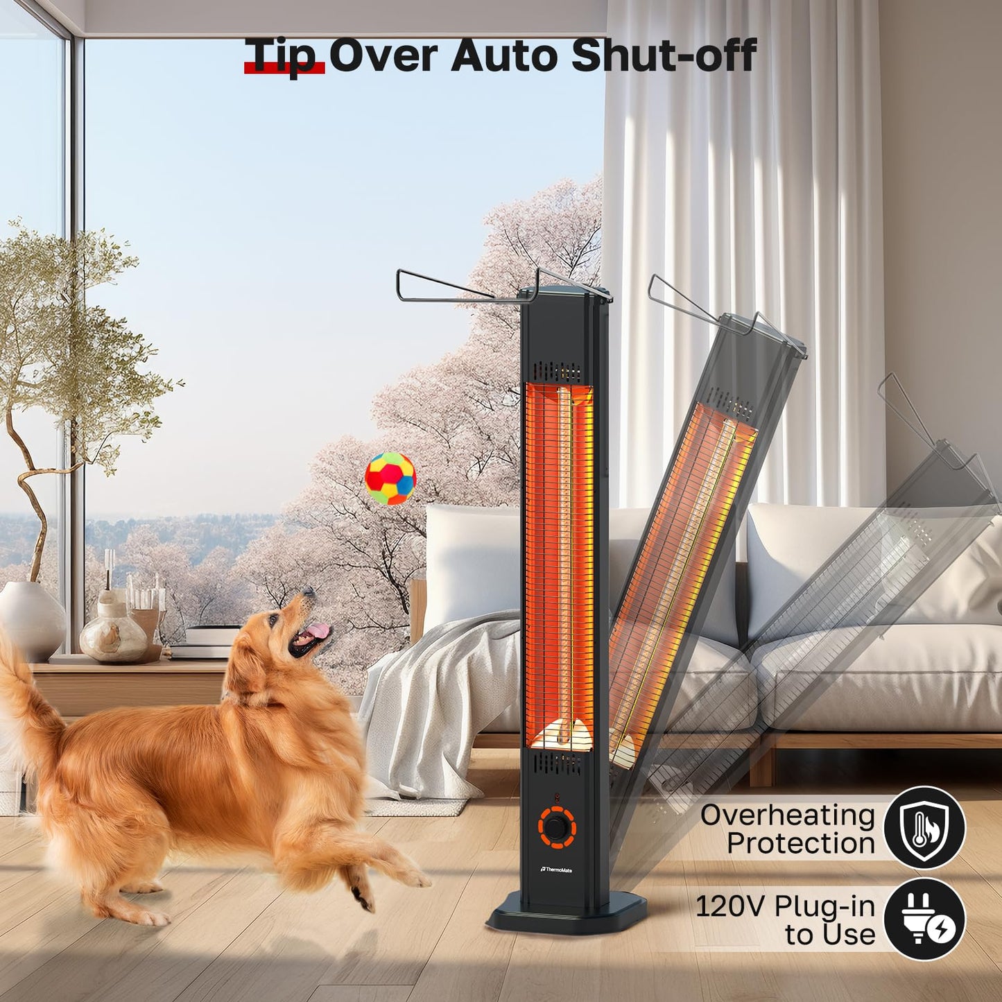ThermoMate 1500W Electric Patio Heater, Black