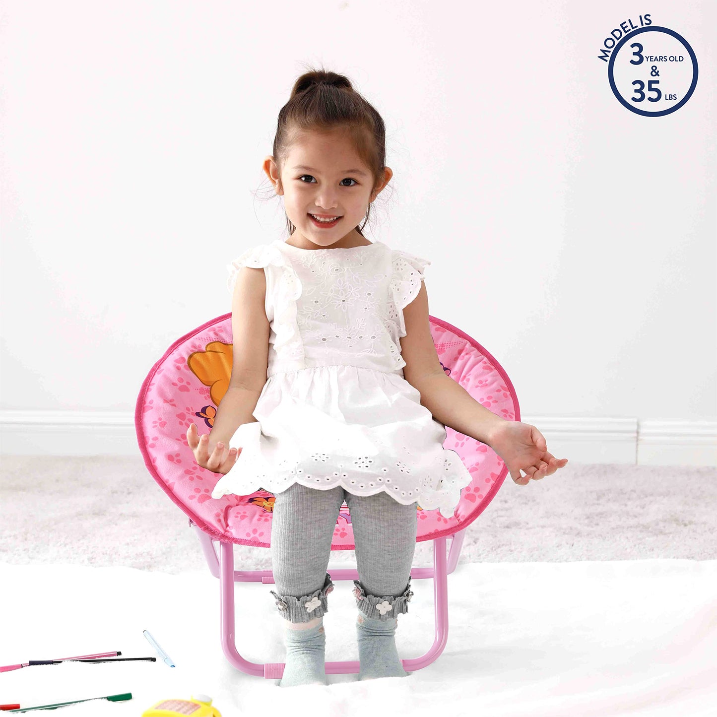 Paw Patrol Skye Toddler 19” Folding Saucer™ Chair with Pink Metal Frame, Ages 3+