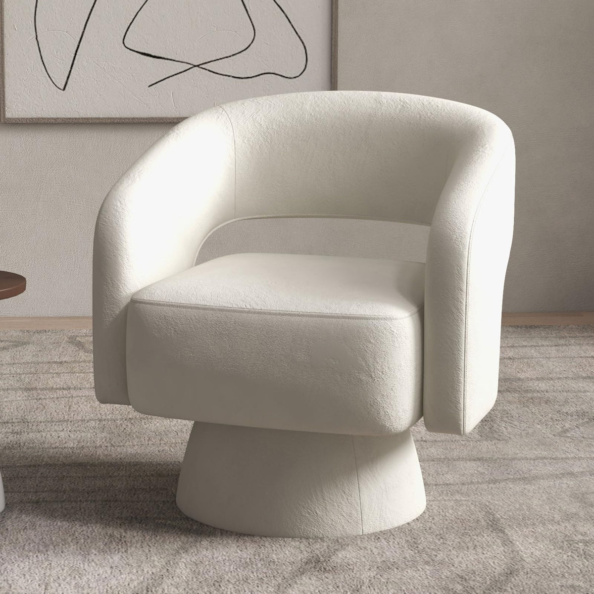 Bonzy Home Swivel Barrel Chair, Set of 2 Velvet Accent Armchair 360 Degree Swivel Club Chair for Living Room Bedroom Reception Room, Beige