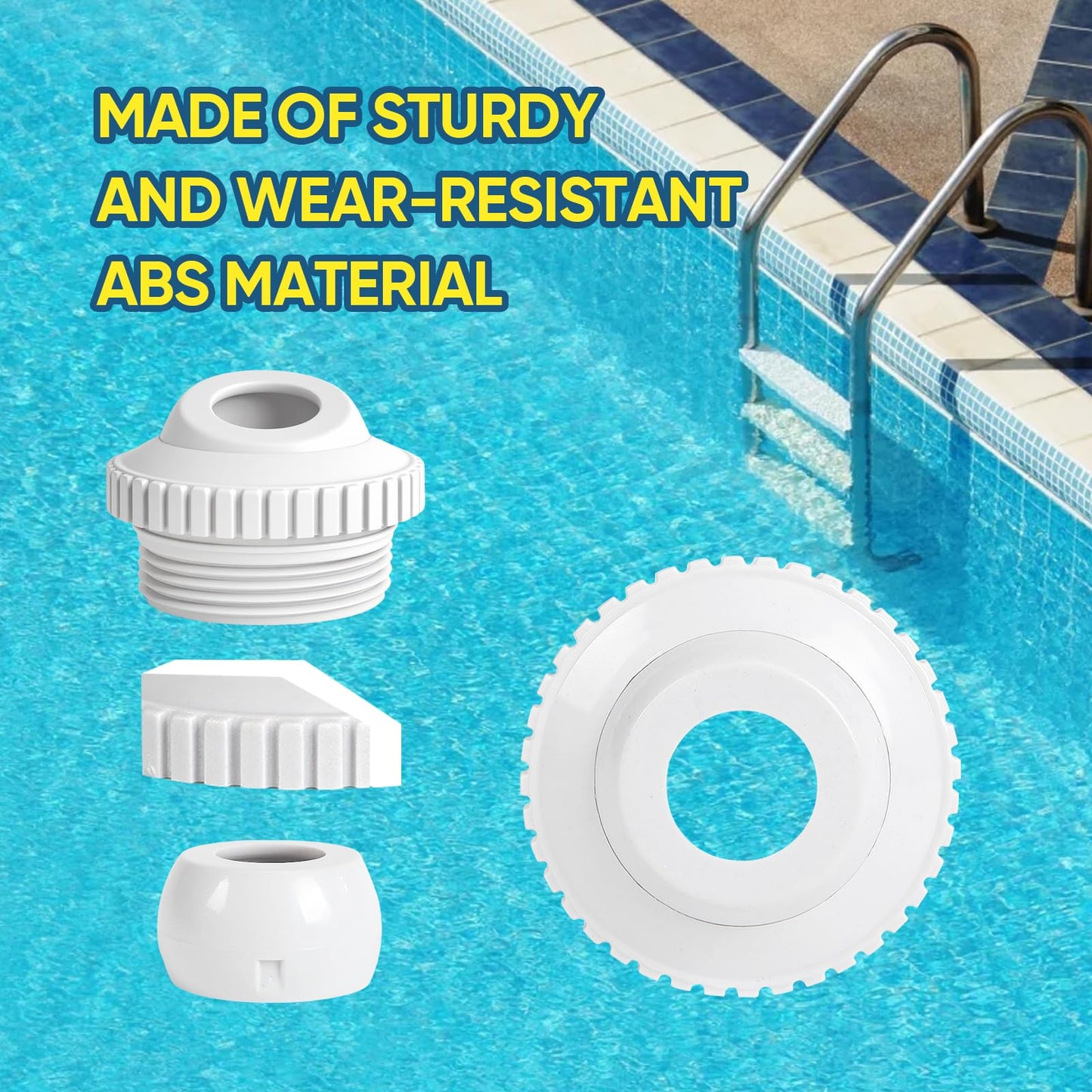 Qryuvfek 2 PCS Pool Directional Jet Nozzles, 3/4 Inch Adjustable Flow Eyeball Inlet Jet, Spa and Pool Return Jet Fittings, Compatible with 1-1/2 Inch MIP Thread, Pool Cleaning Accessories