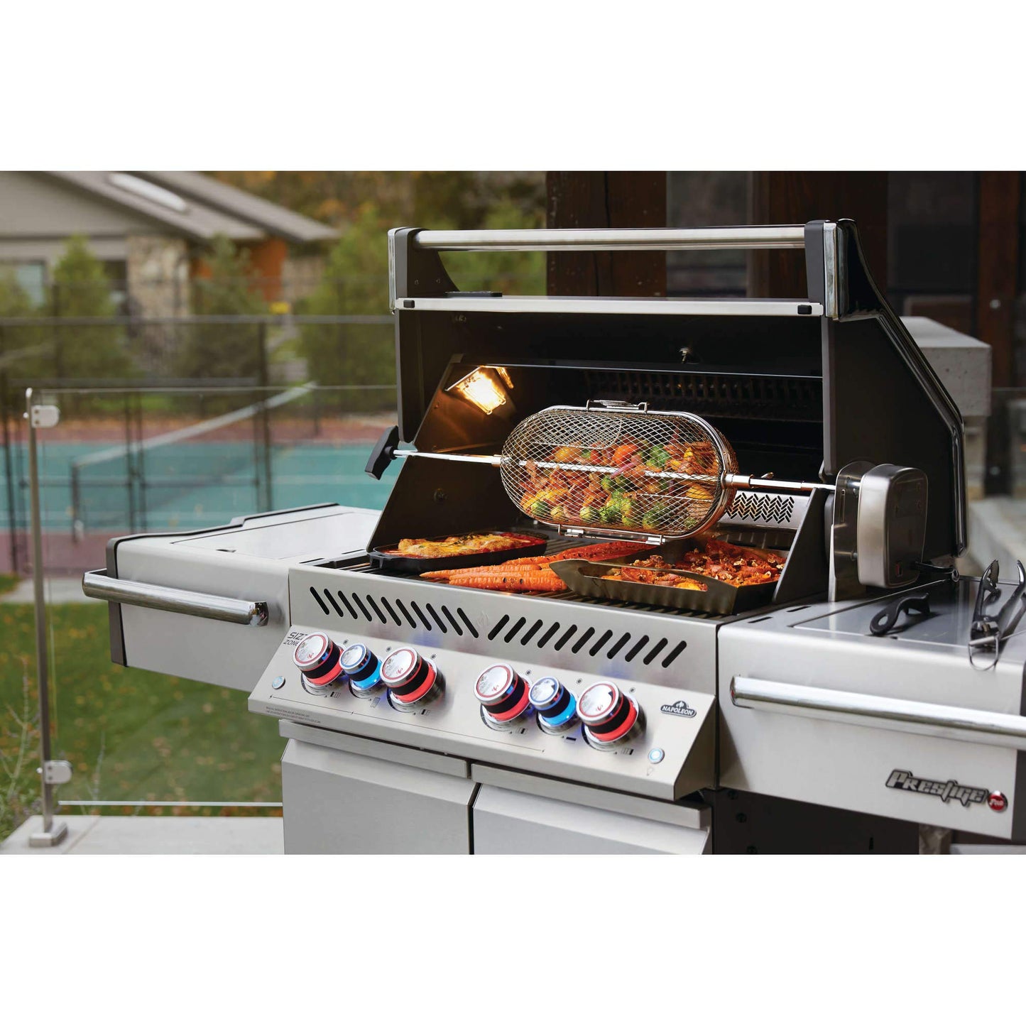 Napoleon Rotisserie Grill Basket - Stainless Steel, Fits Standard Spit Rods, Best For Wings, Fries And Roasted Veggies