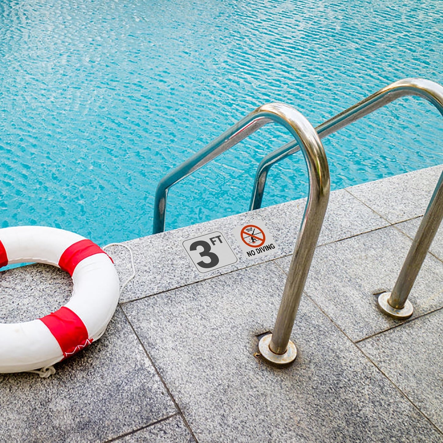 4FT Pool Depth Stickers, Anti-Slip Vinyl Markers - 6x6 Inches, Waterproof, Safety Number Signage for Swimming Pool Decks (4ft)