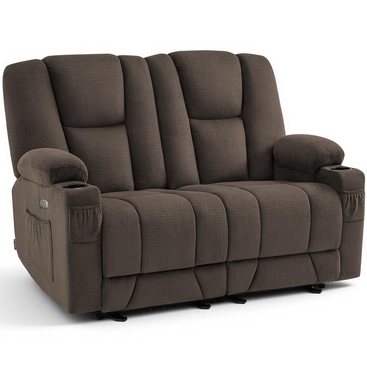MCombo 57 in Power Reclining Loveseat with Massage and Heat 6034M1 (Brown)