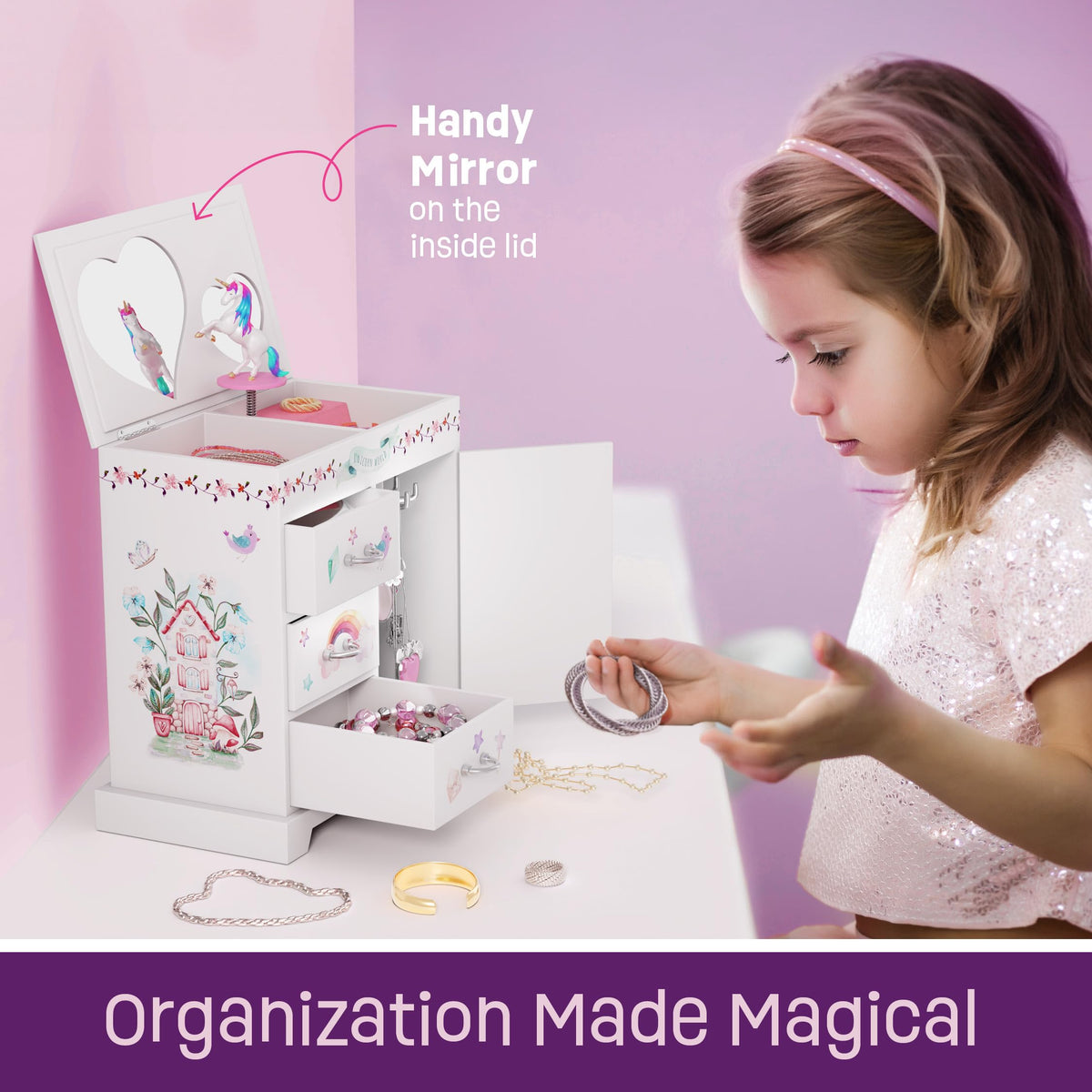 Pretty Me Unicorn Musical Jewelry Box for Kids - Gifts for Girls Ages 3-8