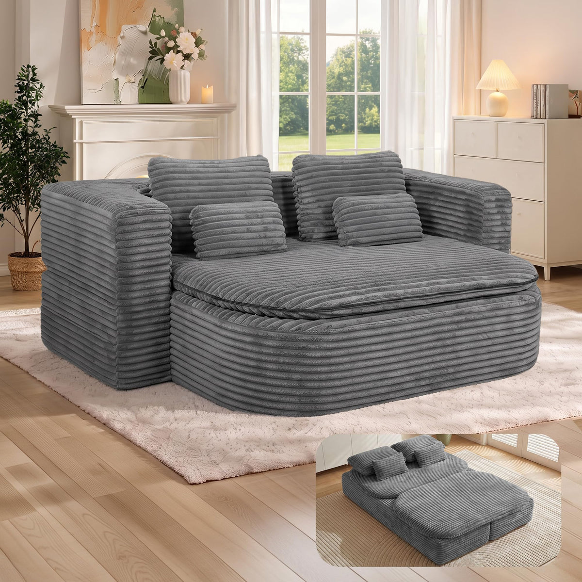 IZLKQC 75'' Folding Sleeper Sofa Bed, Memory Foam Boneless Couch