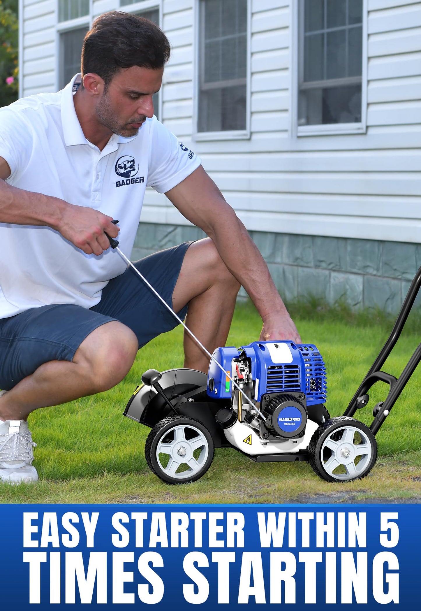 Wild Badger Power Sidewalk Edger Lawn Tool Gas 31cc WB31CCED, Blue