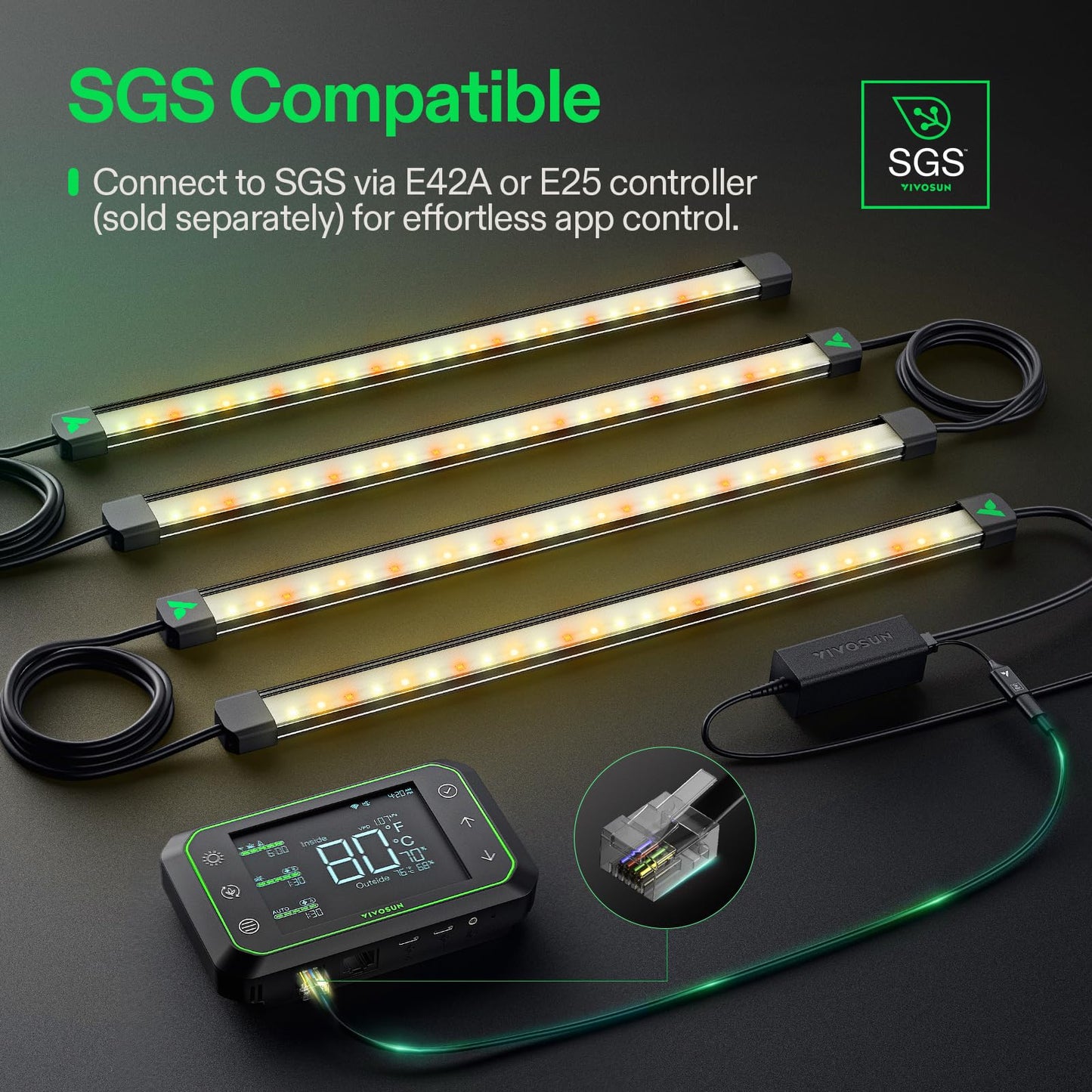 VIVOSUN Lumaray LED Grow Light Bars 16”(4-Bar), Full Spectrum Side Lighting with 60% Red Light up to 25% Yields for Grow Tents, Greenhouses, Magnet Reliability Upgraded, SGS Compatible