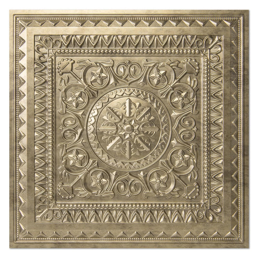 Art3d 12-Pack PVC Drop Ceiling Tiles, 2 x 2 ft, Antique Gold