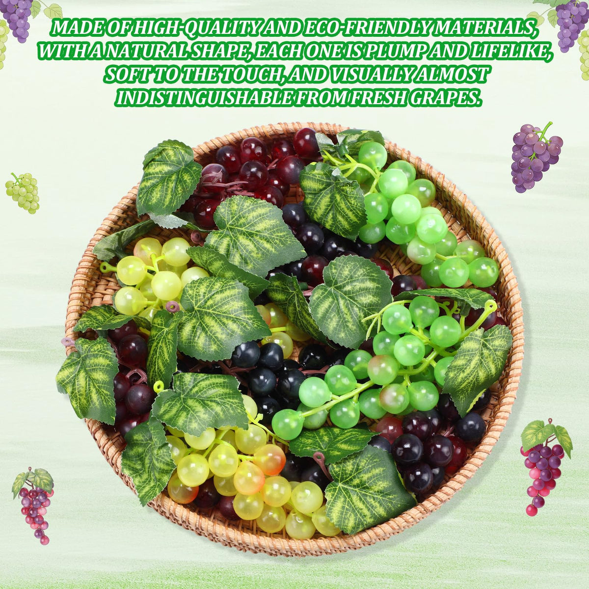 Wavyknot Artificial Grape Fake Grapes, Classic Style, Multicolor, 24 Pcs
