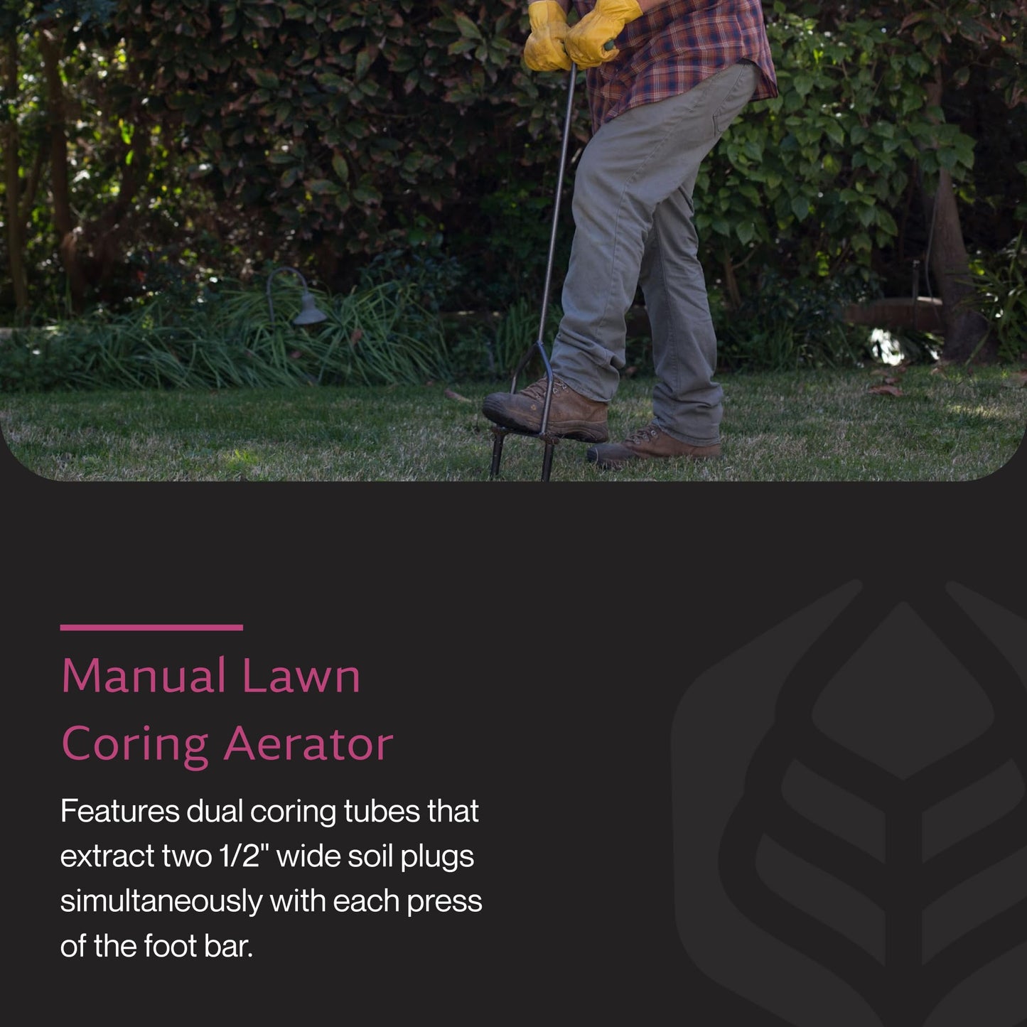 Yard Butler Manual Lawn Coring Aerator, ID-6C - Lawn Care Tool for Aerating - Long-Handled - Power-Coated Steel Construction - Comfortable Cushioned Handles Garden Tool - Easy to Use