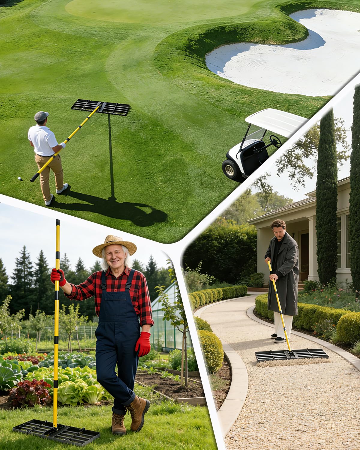 Joyhalo Lawn Leveling Rake, 36 Inch Yard Lawn Leveling for Soil with 78" Adjustable Steel Handle, Heavy Duty Effort Saving Landscape Lawn Leveler for Yard Garden Golf Course Soil Sand Dirt Grass
