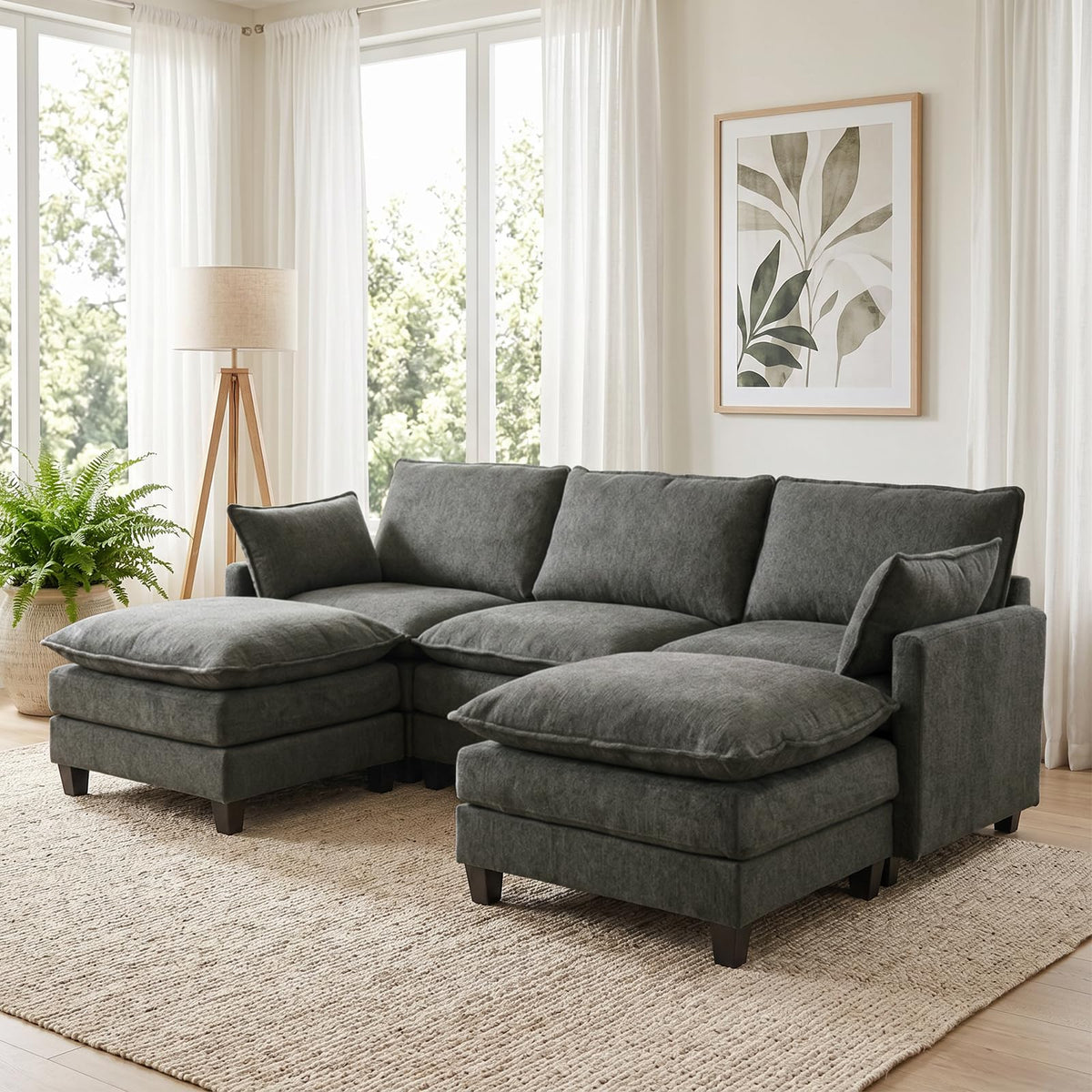 U Shaped Modular Sectional Sofa, Cloud Couch for Living Room