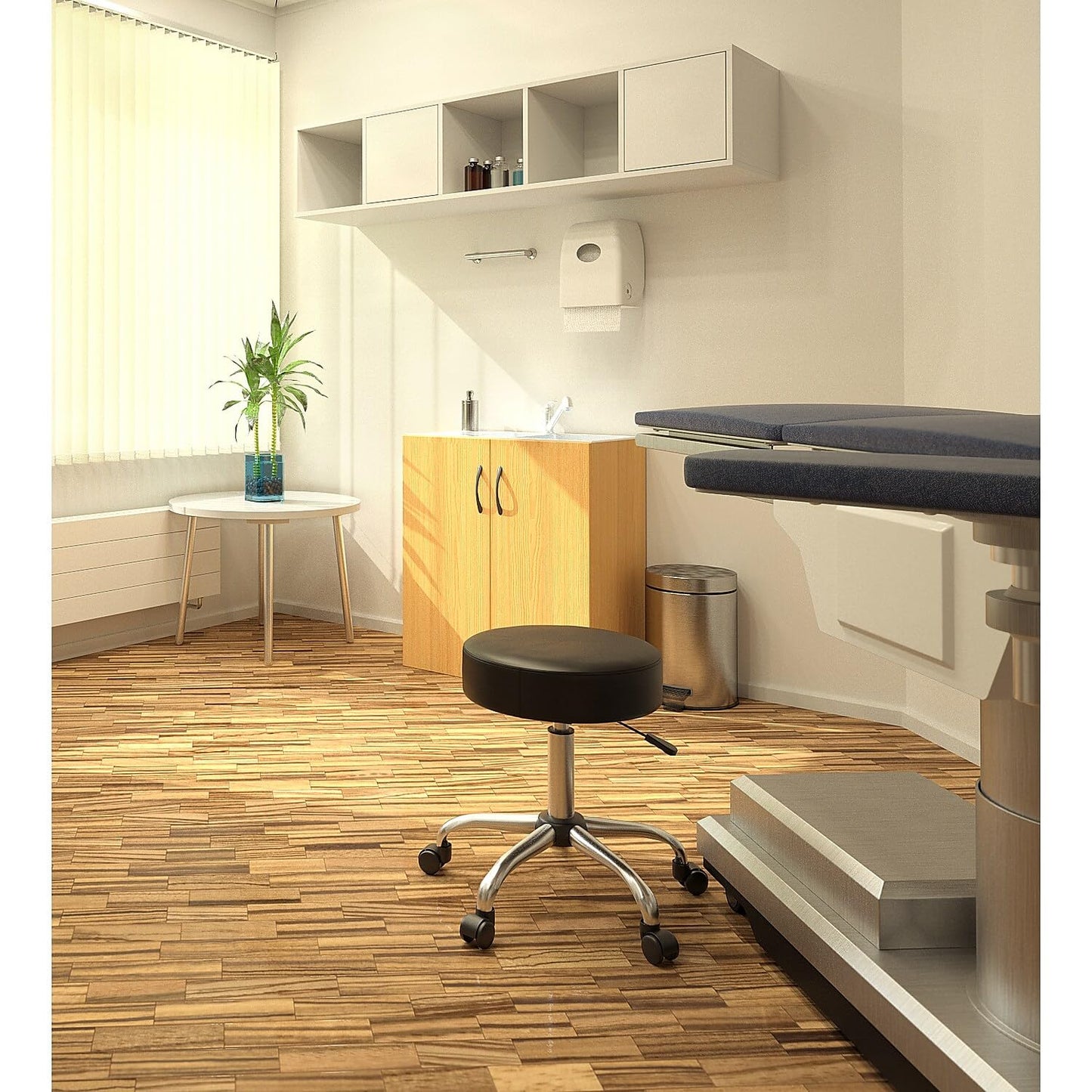 Boss Office Products Antimicrobial Vinyl Medical Spa Stool in Black