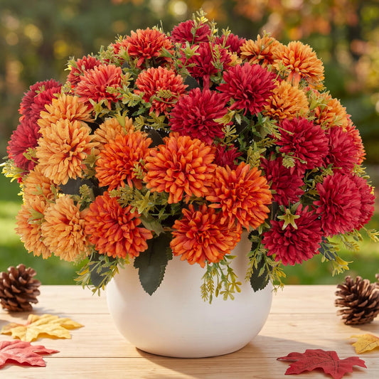 lovemoon Artificial Chrysanthemums Flowers for Outdoors, Fall