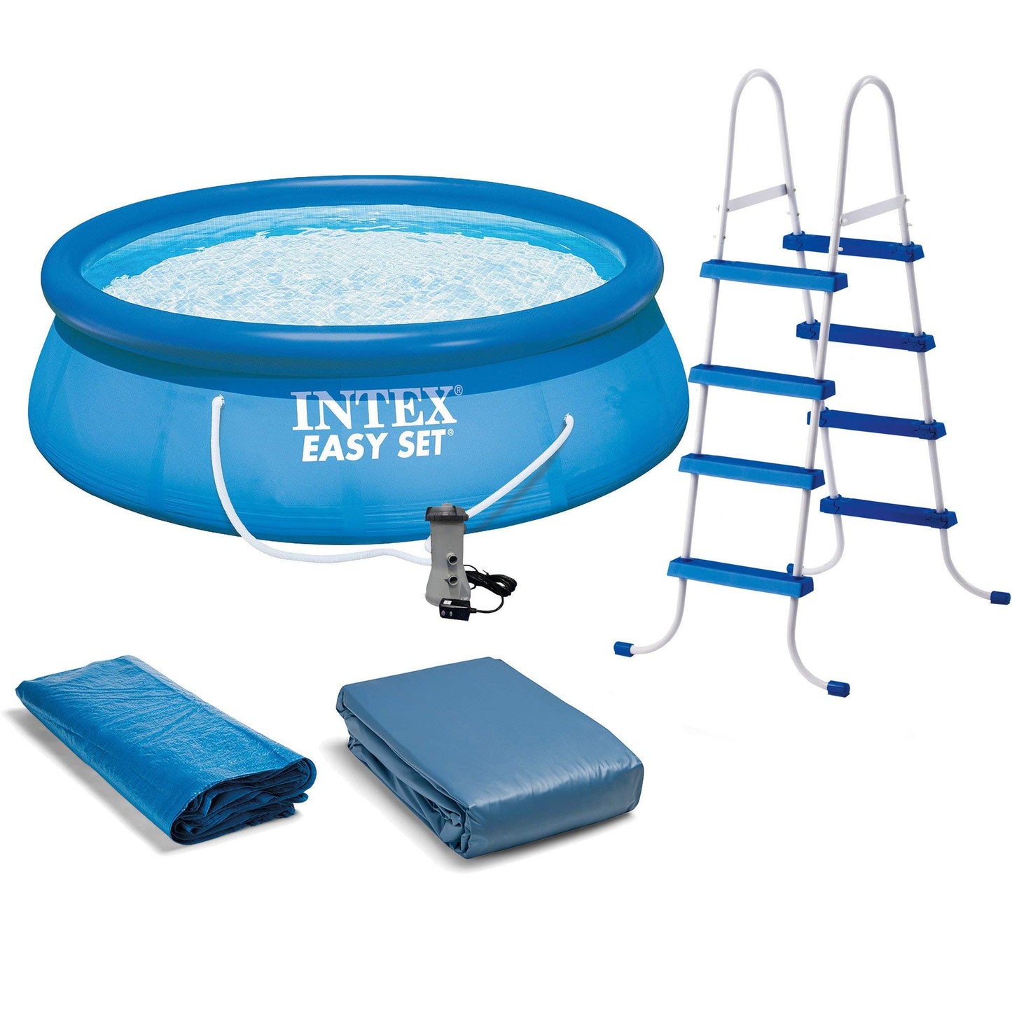 INTEX Easy Set Inflatable Swimming Pool Set: 15ft x 48in – with 1000 GPH Cartridge Filter Pump and Hydrotools Chlorine Dispenser – Easy Assembly