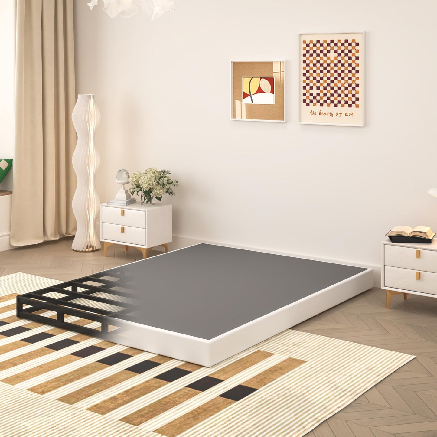 TROZULER 5 Inch Box Spring for Queen Bed, Heavy Duty Metal Mattress Foundation, 3000 lbs Capacity, Low Profile, Noise-Free, Easy Assembly with Fabric Cover