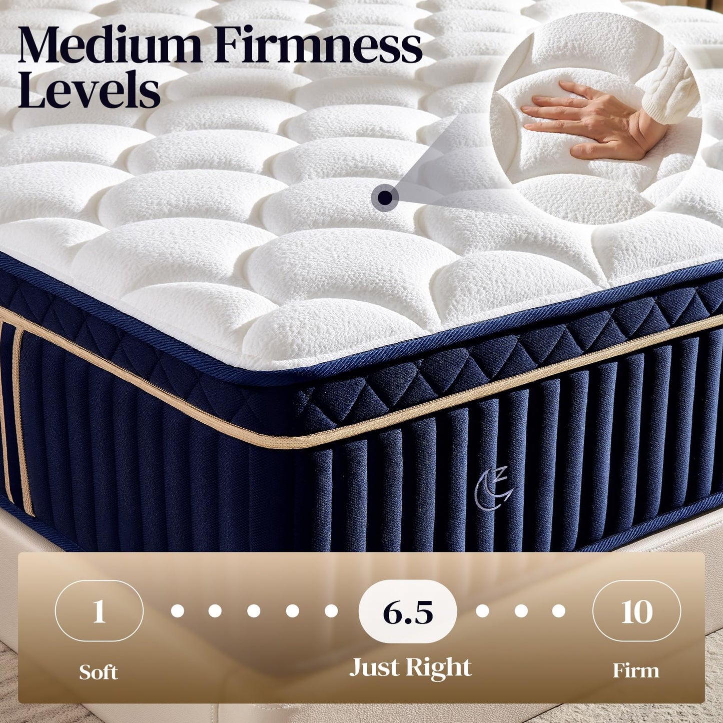 King Size Mattress, 14 Inch Hybrid King Mattress in a Box, Medium Firm Memory Foam Mattress, with Individual Pocket Springs, Upgrade Zoned Support, Motion Isolation&Pressure Relief, CertiPUR-US