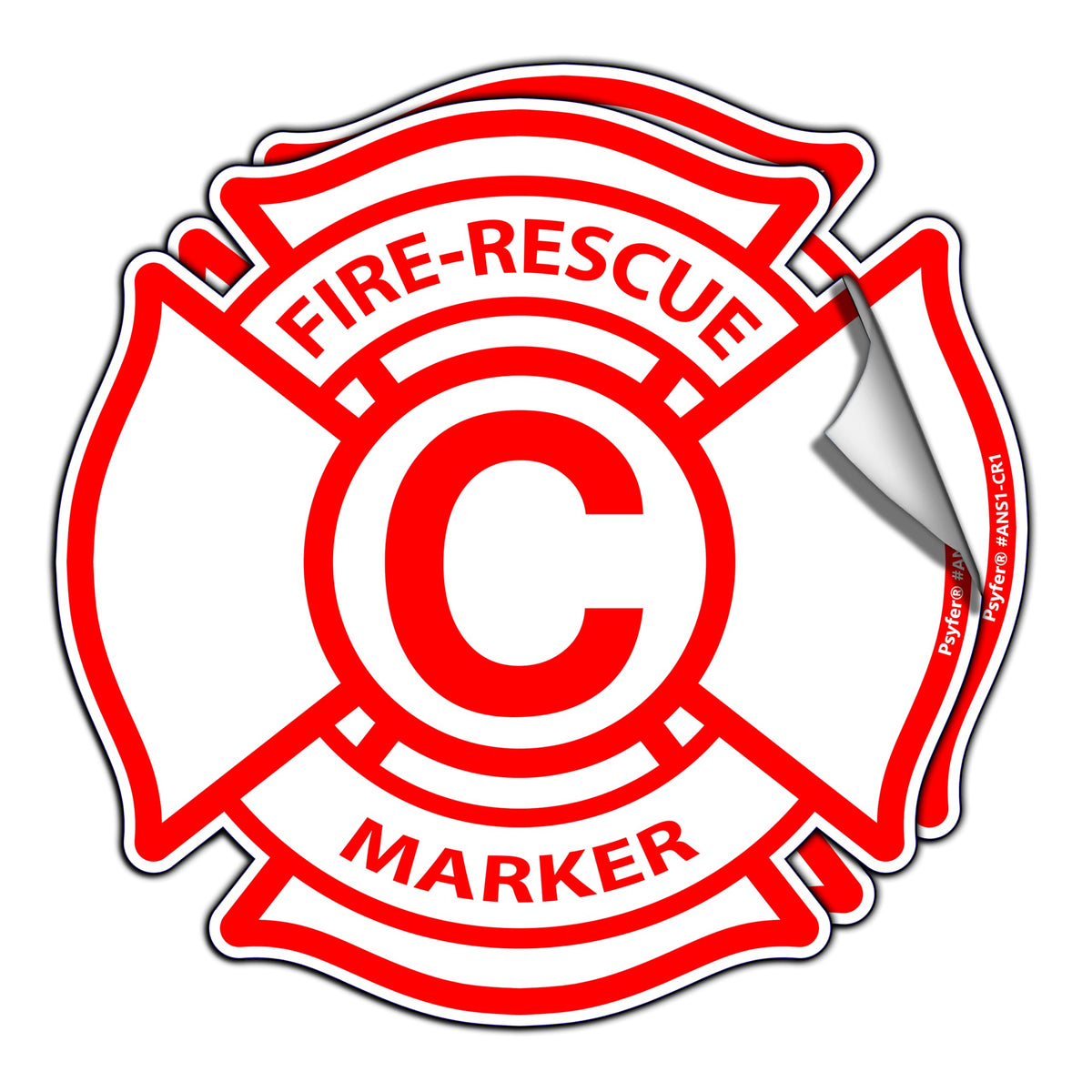 Psyfer® Fire Rescue Marker (C) Child Room Alert Stickers (Fade-Free) 2 Pack [Made in USA]