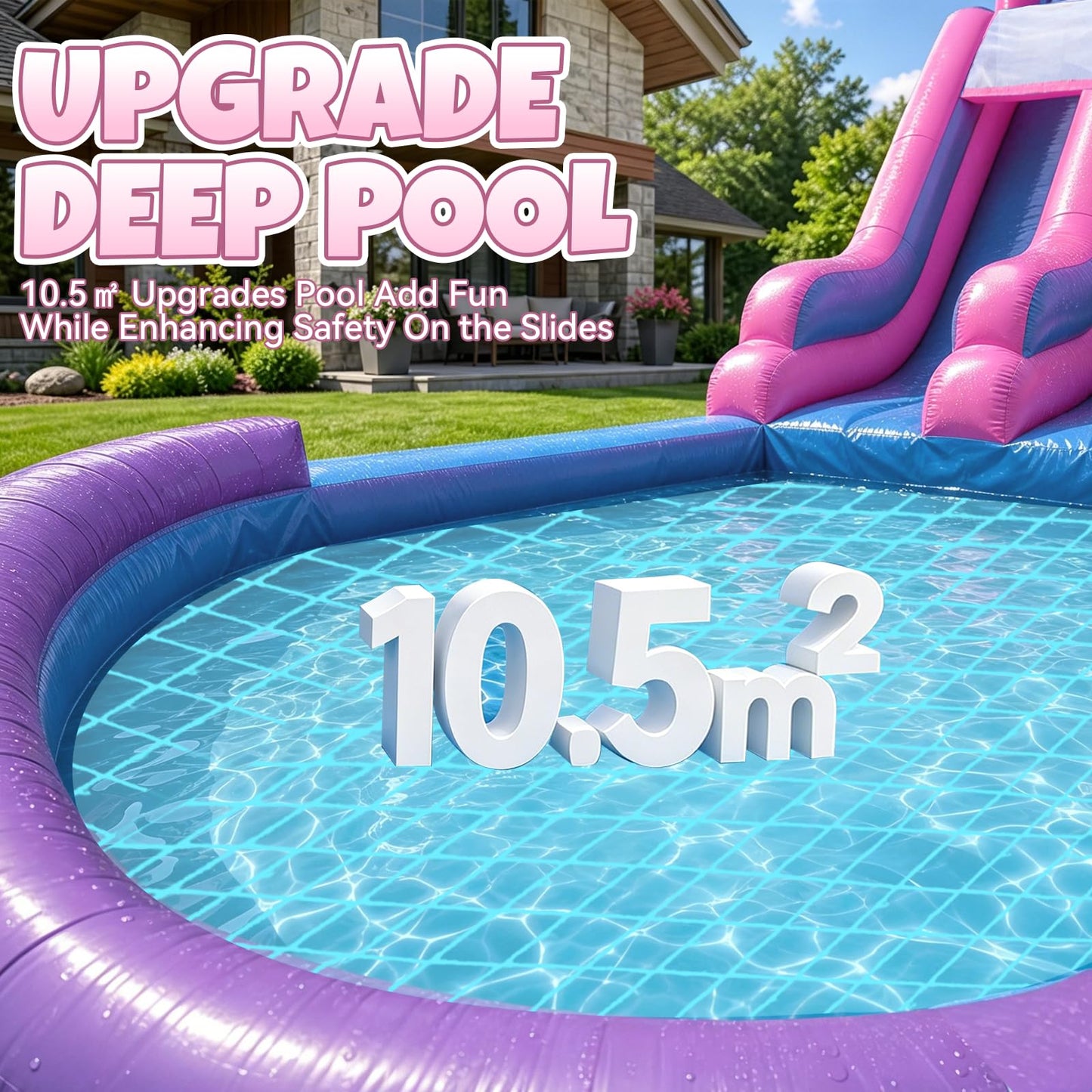 HESMAX 26FT(L) Commercial Water Slide for Adults Kids, 100% PVC Inflatable Water Slide with Pool & 950W Blower for Kids Backyard Outdoor Summer Party - Purple