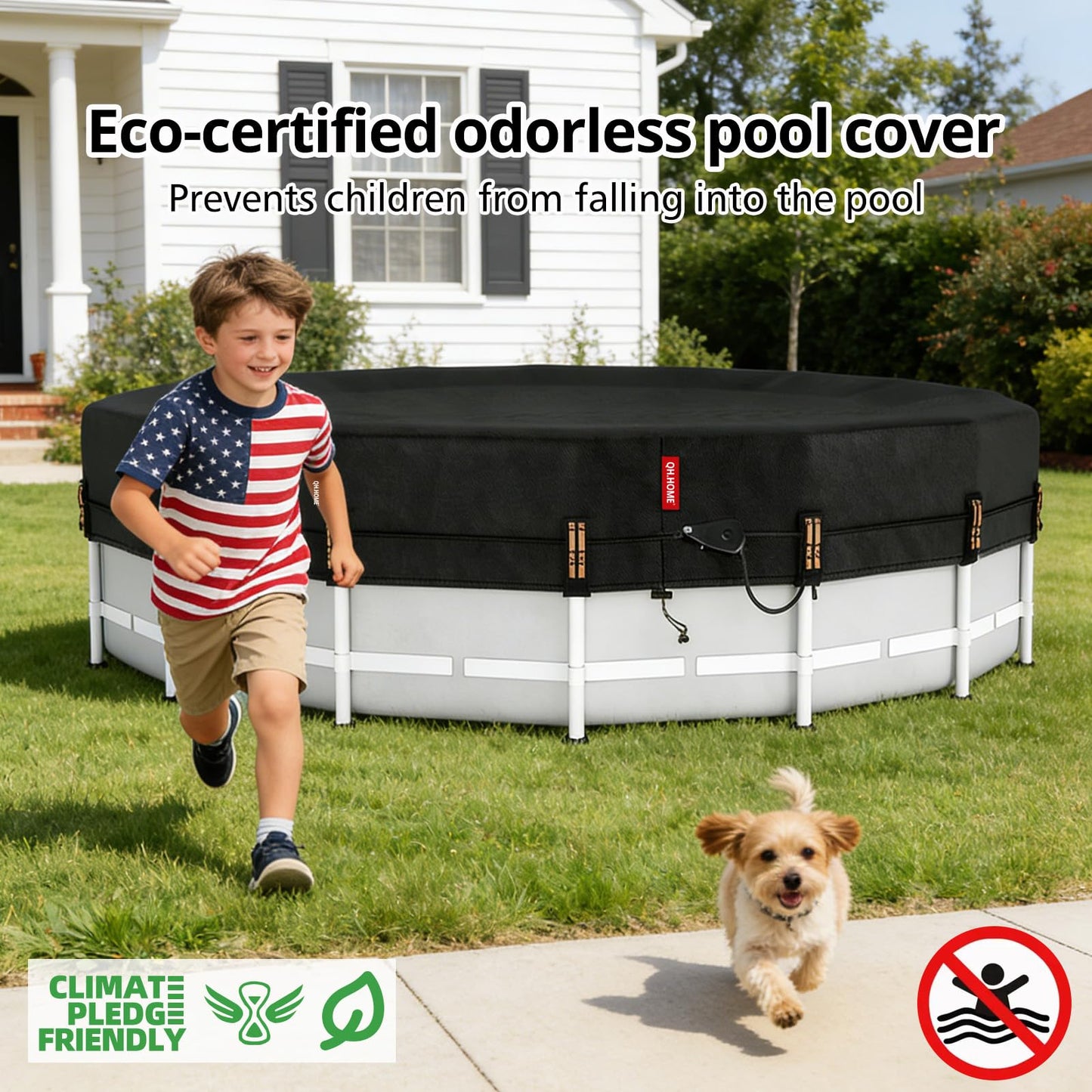 QH.HOME 18ft Round Pool Cover,[Ultimate Windproof & Tear-Resistant Fabric],Snug Fit with Patented Ratchet & Weight Rings,Solar Pool Cover for Above Ground Pools, Blocks Leaves &Waterproof