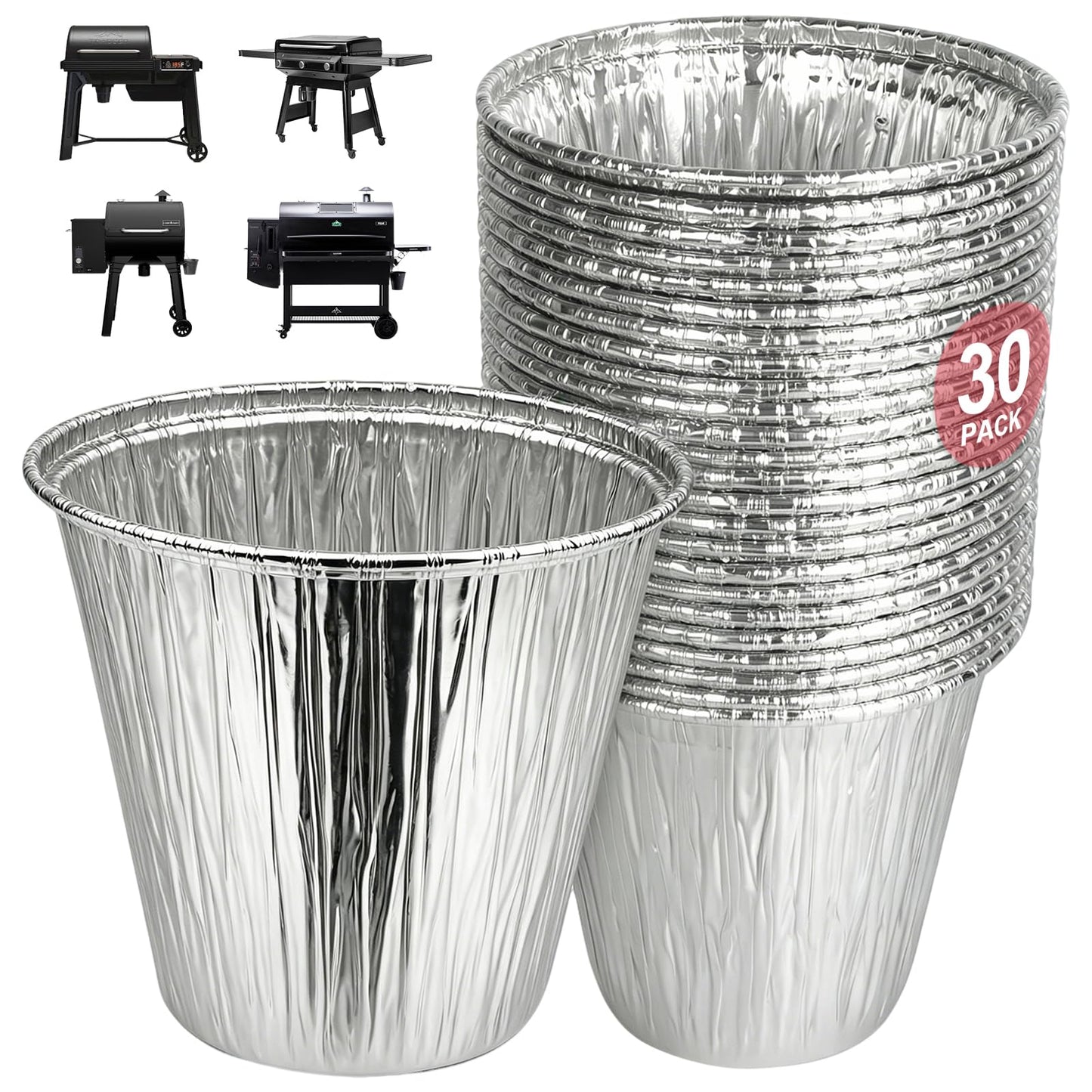WEBROIL 30 Packs BAC608 Grease Bucket Liner for Traeger Timberline and Timberline XL Pellet Grills, Traeger Lronwood, Lronwood XL Disposable Grill Liner, Traeger Flatrock Accessories Drip Tray Liners