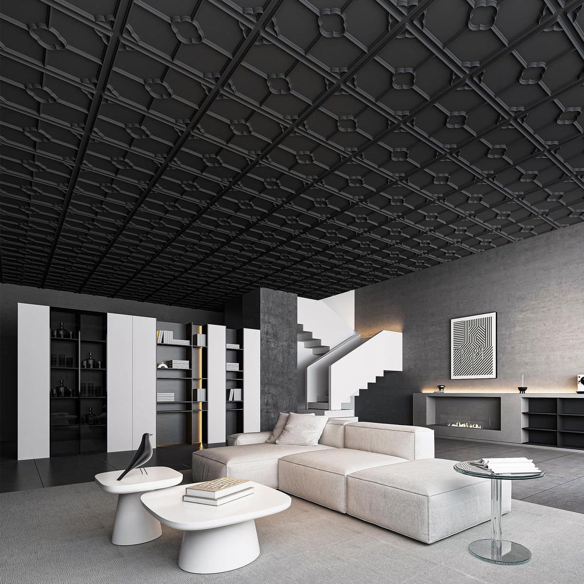 Art3d Drop Ceiling Tiles for Suspended Grid, 2 x 2 ft, 12-Pack, Black