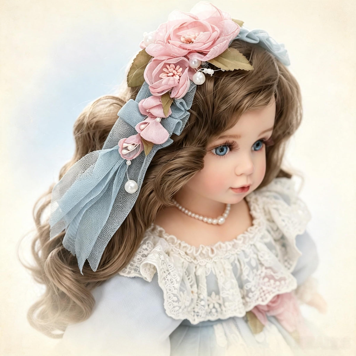 Arlinao Olivier Blue 18in Handcrafted European Vintage Porcelain Figurine