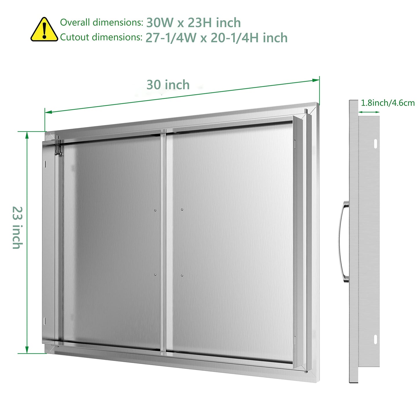 Outdoor Kitchen Doors 30W x 23H Inch, Double BBQ Access Doors 304 Stainless Steel for Outdoor Kitchen Cabinet Grill Station or BBQ Island