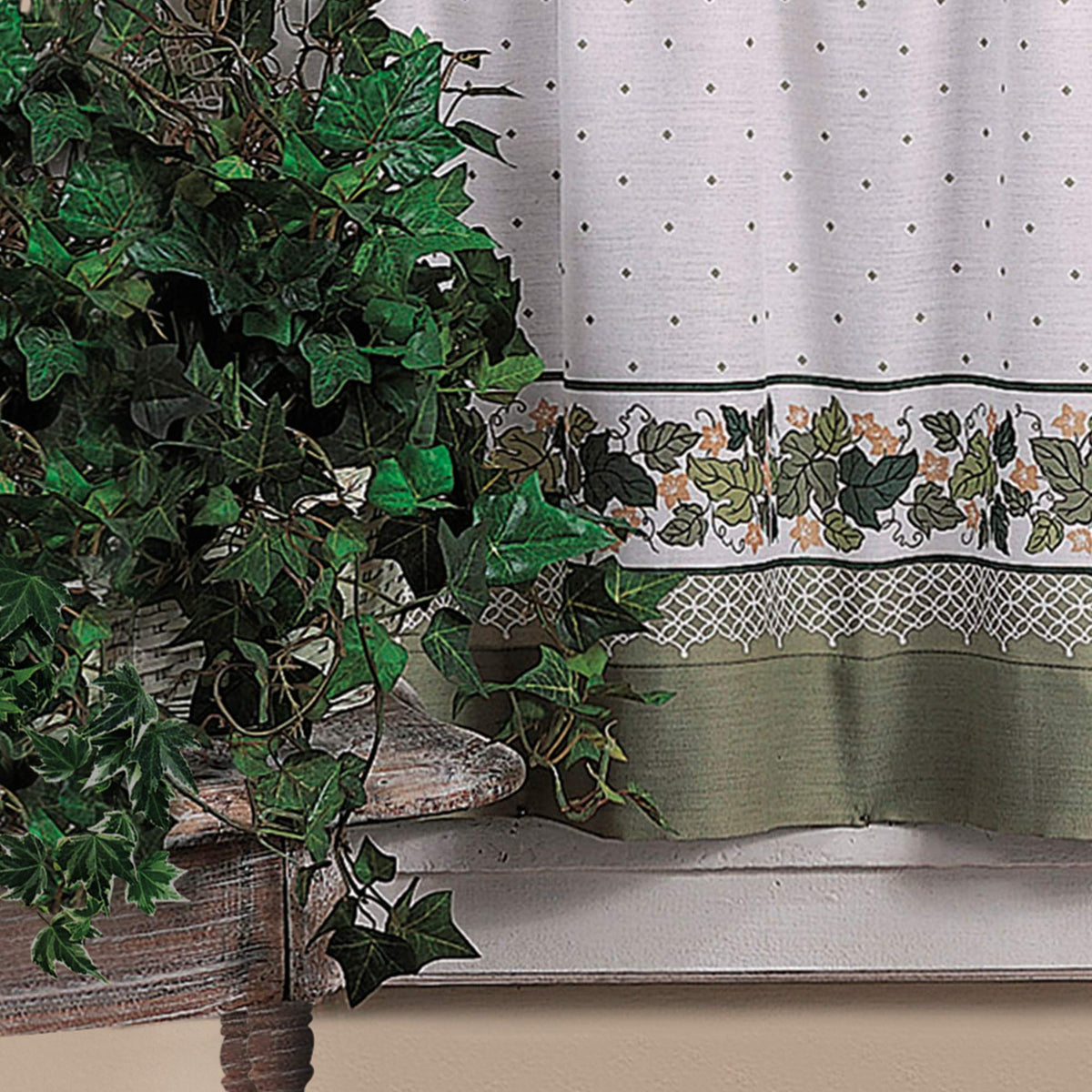 CHF & You Cottage Ivy Country Curtain Tier And Swag Set, Multi, 56-Inch X 36-Inch