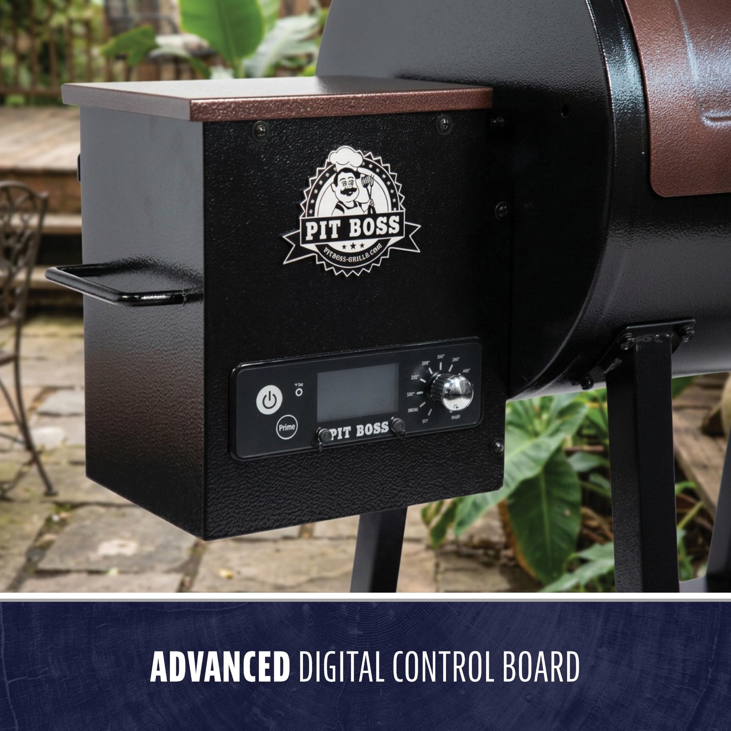 Pit Boss 440 Mahogany Series Wood Pellet Grill & Smoker with Flame Broiler and LED Digital Controller, 518-Sq. In. Cooking Space, 180°F to 500°F Temperature Range, 5 lb. Pellet Hopper, Brown