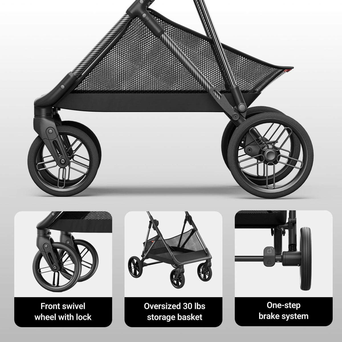 Mamazing Full-Size Baby Stroller with Bassinet from Newborn to Toddler