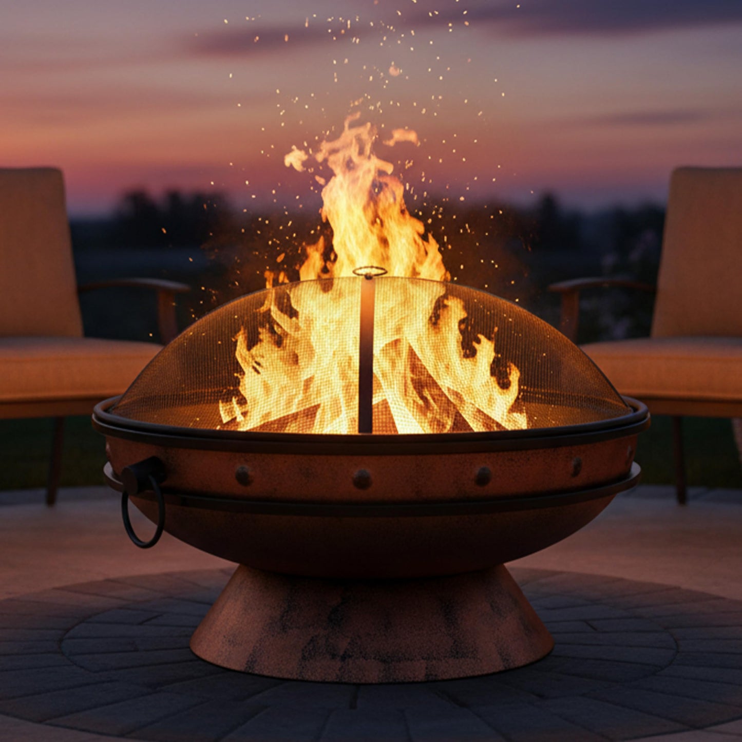 Sunnydaze 30-Inch Royal Cauldron Outdoor Patio Fire Pit, Copper Finish