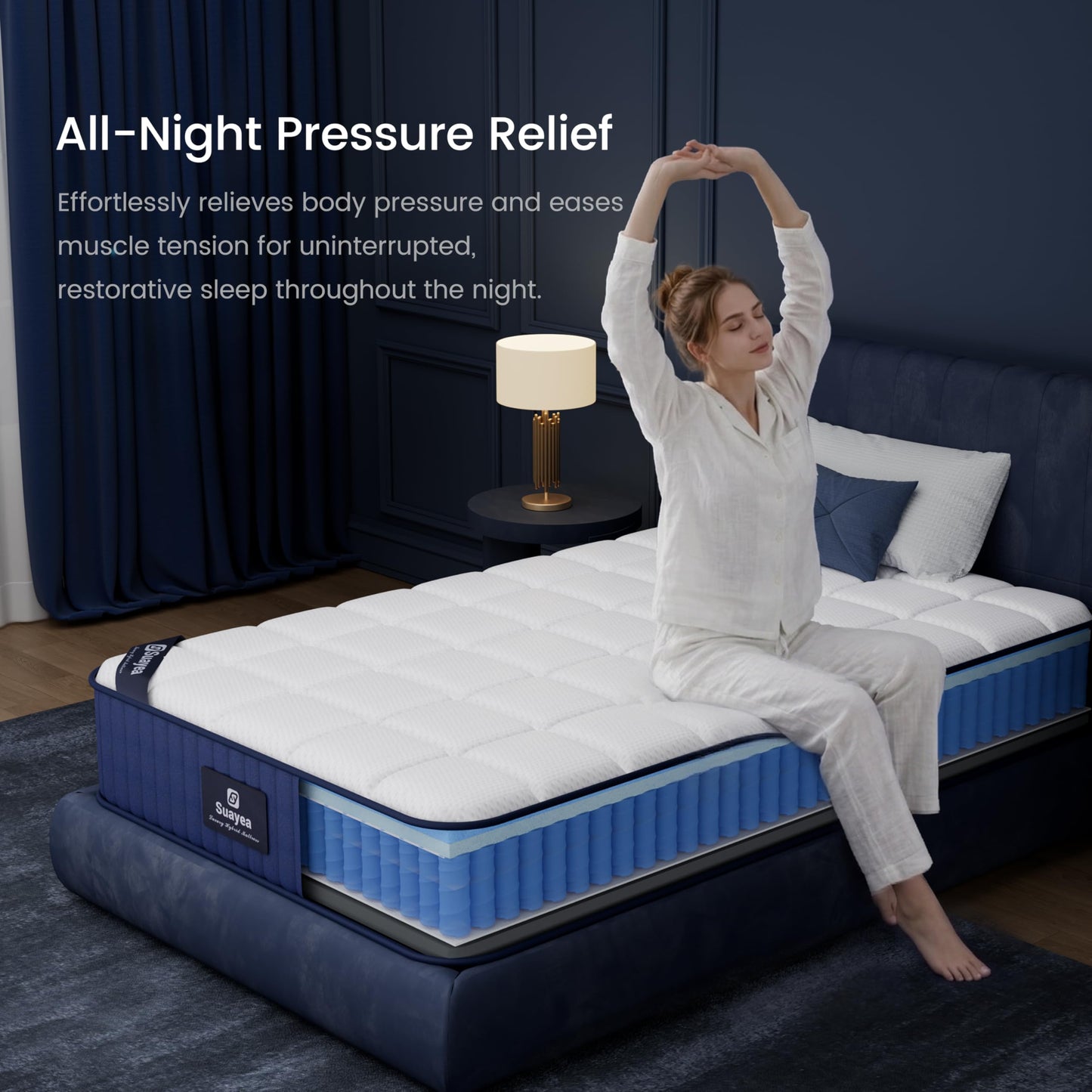 Twin XL Mattress, 8 inch Hybrid XL Twin Mattress in a Box, Twin XL Memory Foam Mattress Cooling Gel with Pocket Springs, Hotel Luxury Mattress Twin XL for Pressure Relief, CertiPUR-US, Medium Firm