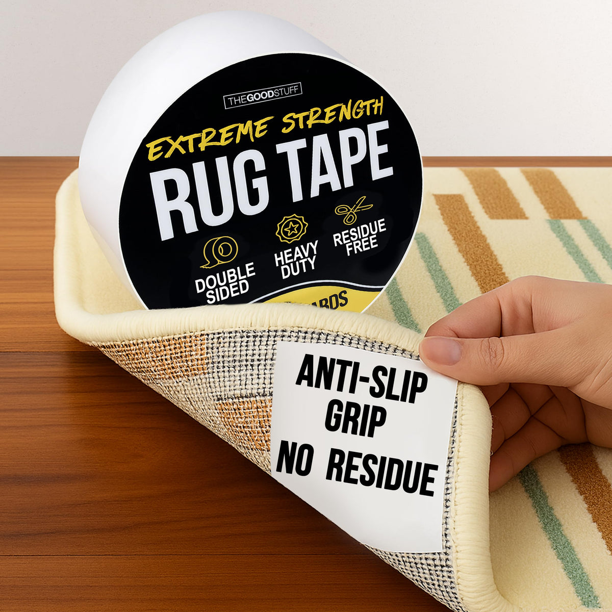 Double Sided Rug Tape - Heavy Duty Double Sided Carpet Tape for Area Rugs