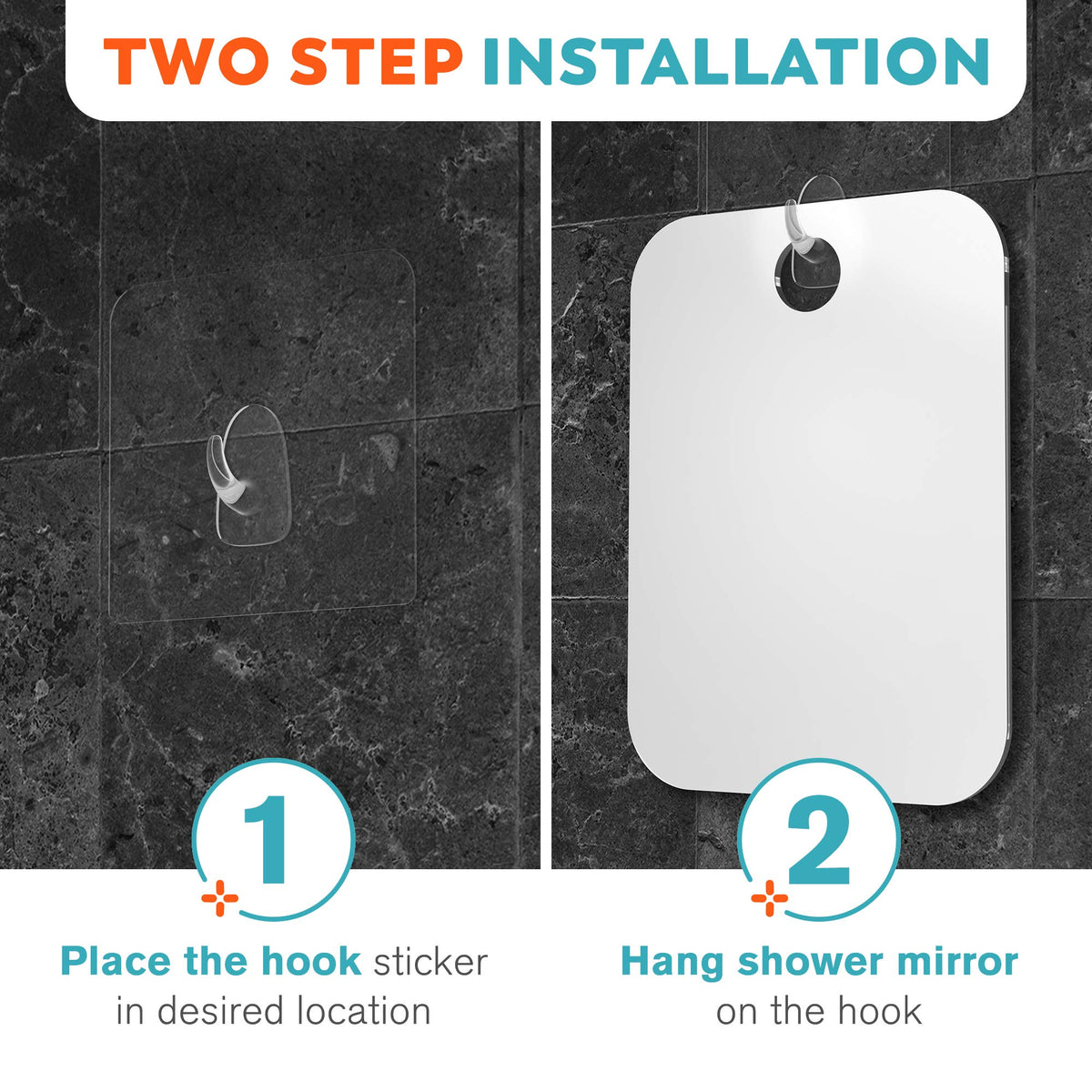 HONEYBULL Fogless Shower Mirror for Shaving, No Drill Mount, Compact 6x8in
